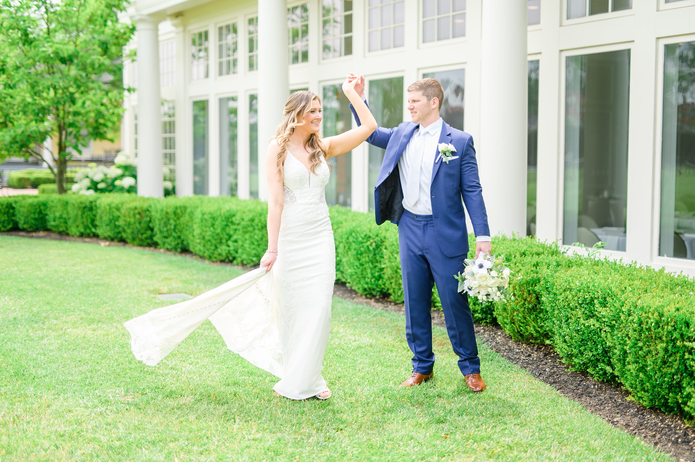 Silver Sage and Navy Summer wedding day at the Philadelphia Cricket Club Photographed by Baltimore Wedding Photographer Cait Kramer Photography