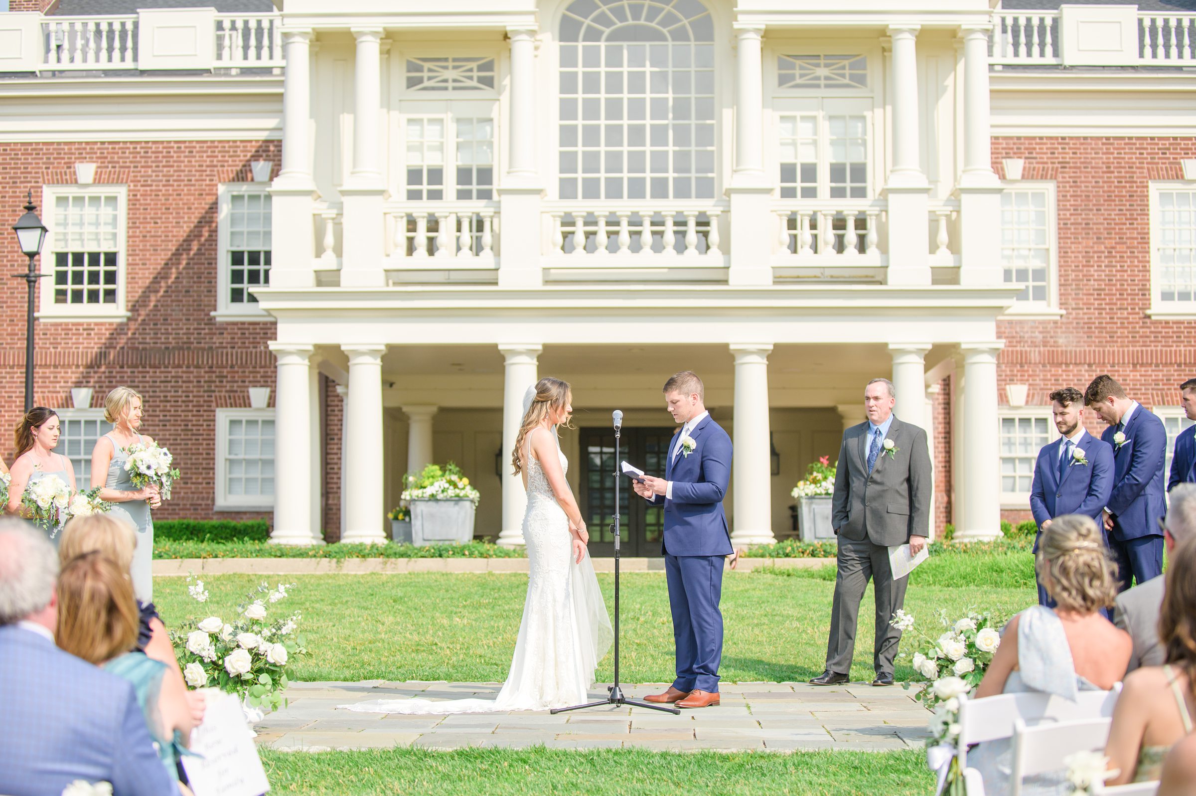 Silver Sage and Navy Summer wedding day at the Philadelphia Cricket Club Photographed by Baltimore Wedding Photographer Cait Kramer Photography