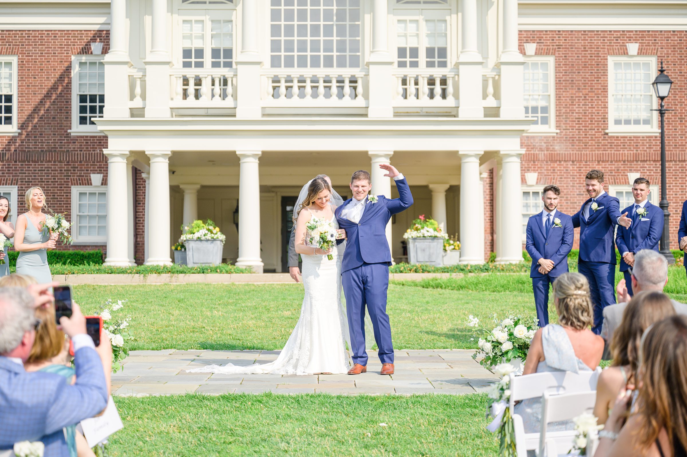 Silver Sage and Navy Summer wedding day at the Philadelphia Cricket Club Photographed by Baltimore Wedding Photographer Cait Kramer Photography