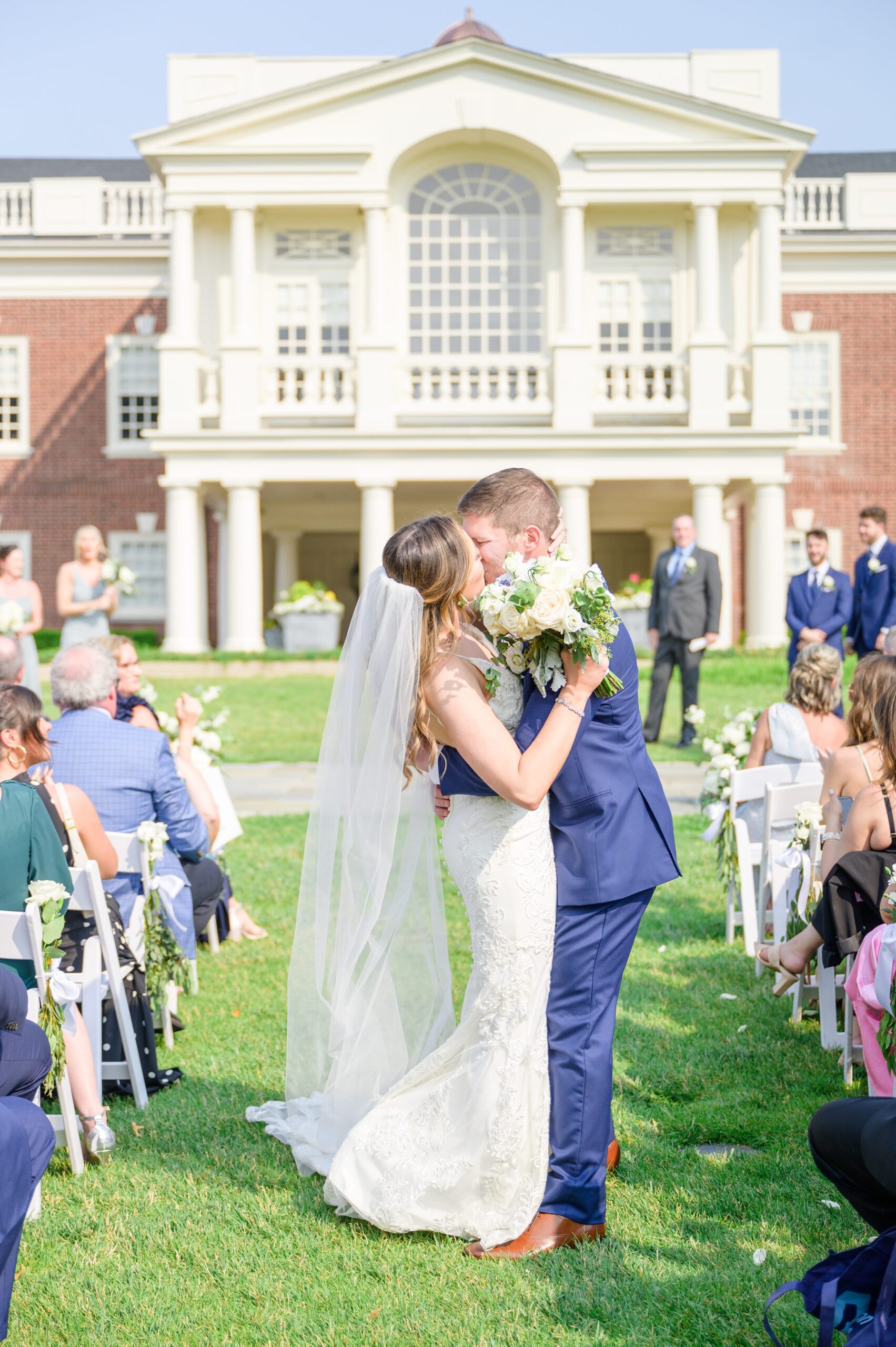 Silver Sage and Navy Summer wedding day at the Philadelphia Cricket Club Photographed by Baltimore Wedding Photographer Cait Kramer Photography