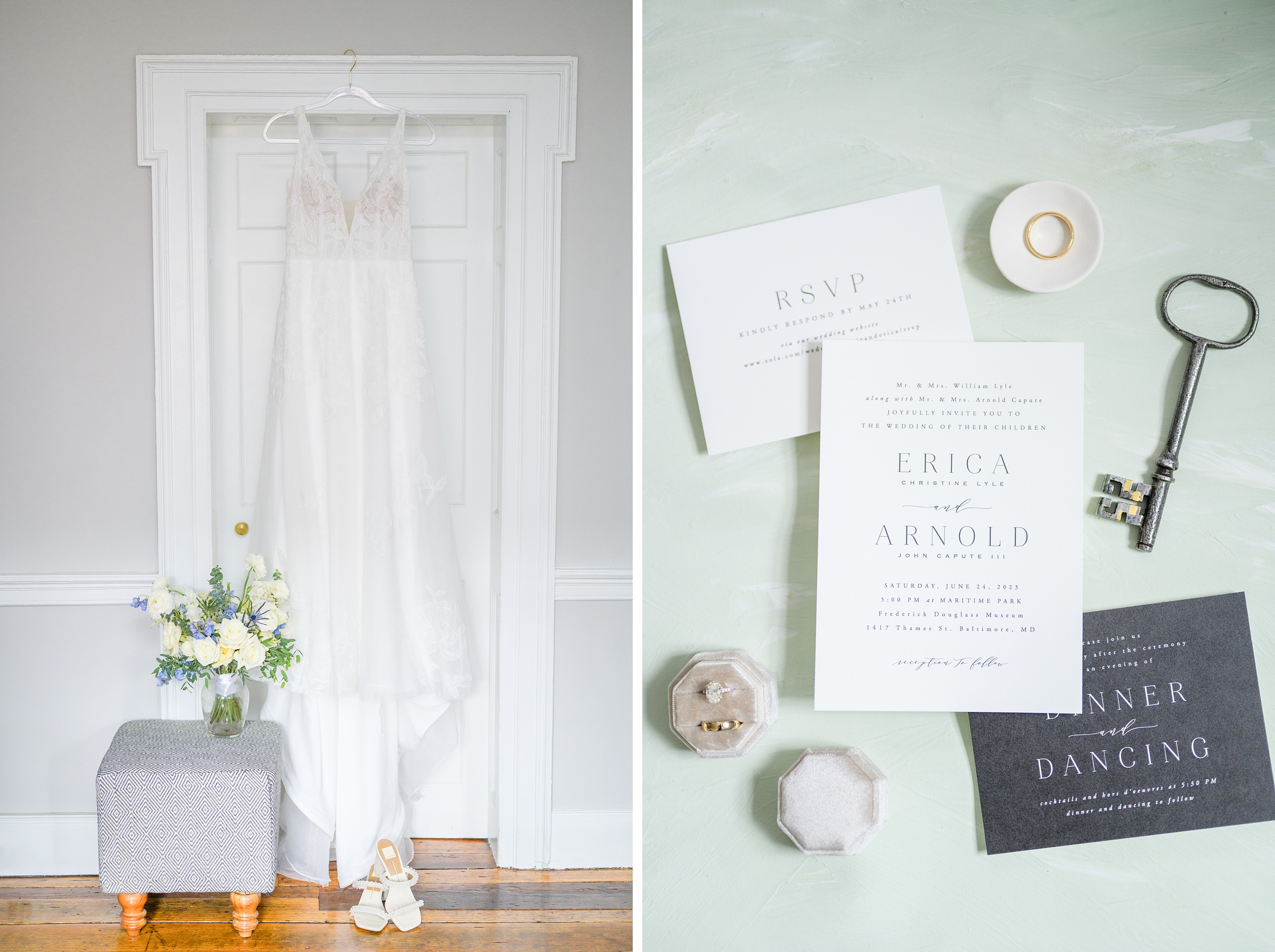 Sage Green and Navy Blue summer wedding at the Frederick Douglass Maritime Museum in Baltimore, Maryland. Photographed by Baltimore Wedding Photographer Cait Kramer Photography