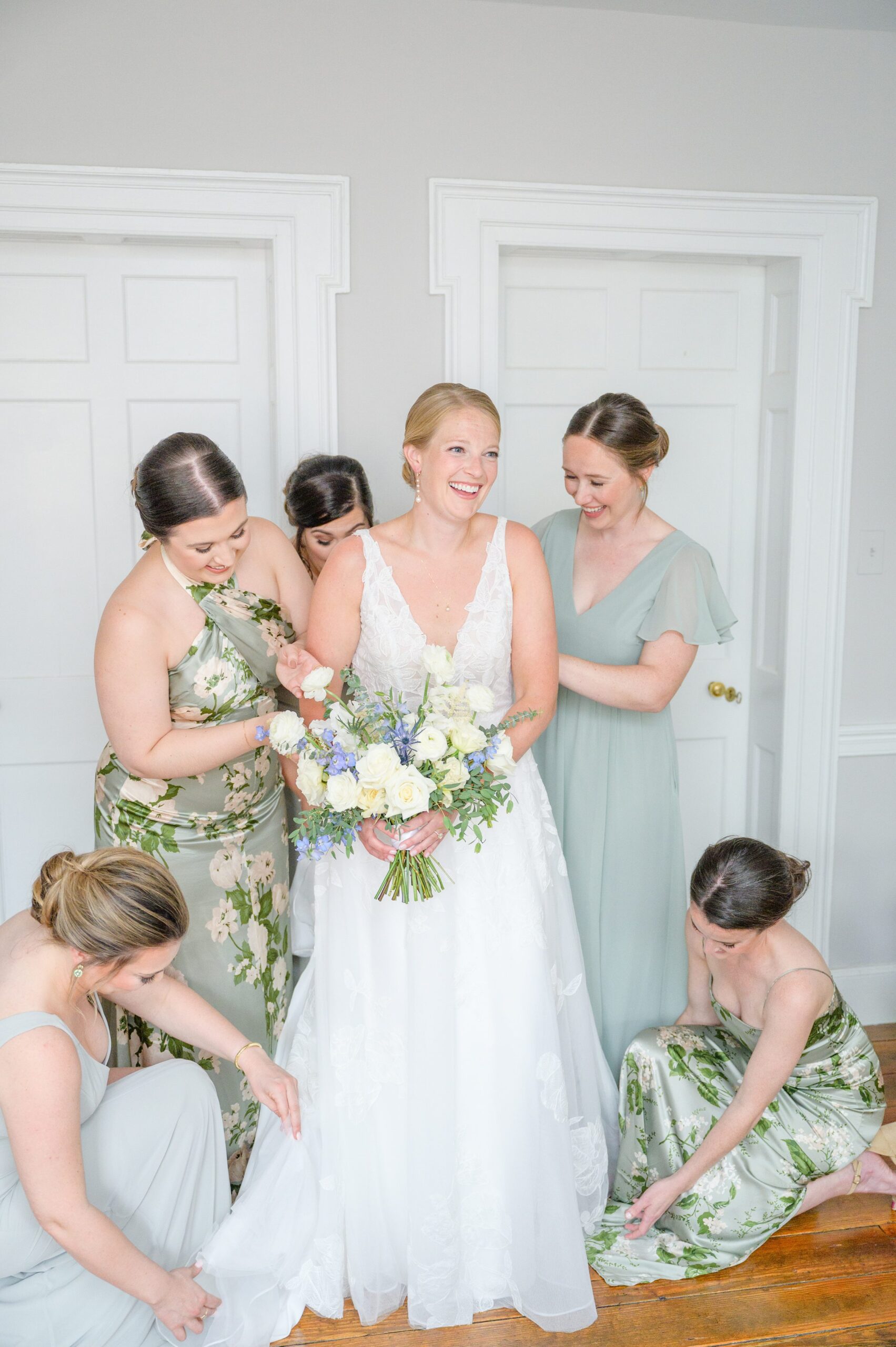 Sage Green and Navy Blue summer wedding at the Frederick Douglass Maritime Museum in Baltimore, Maryland. Photographed by Baltimore Wedding Photographer Cait Kramer Photography