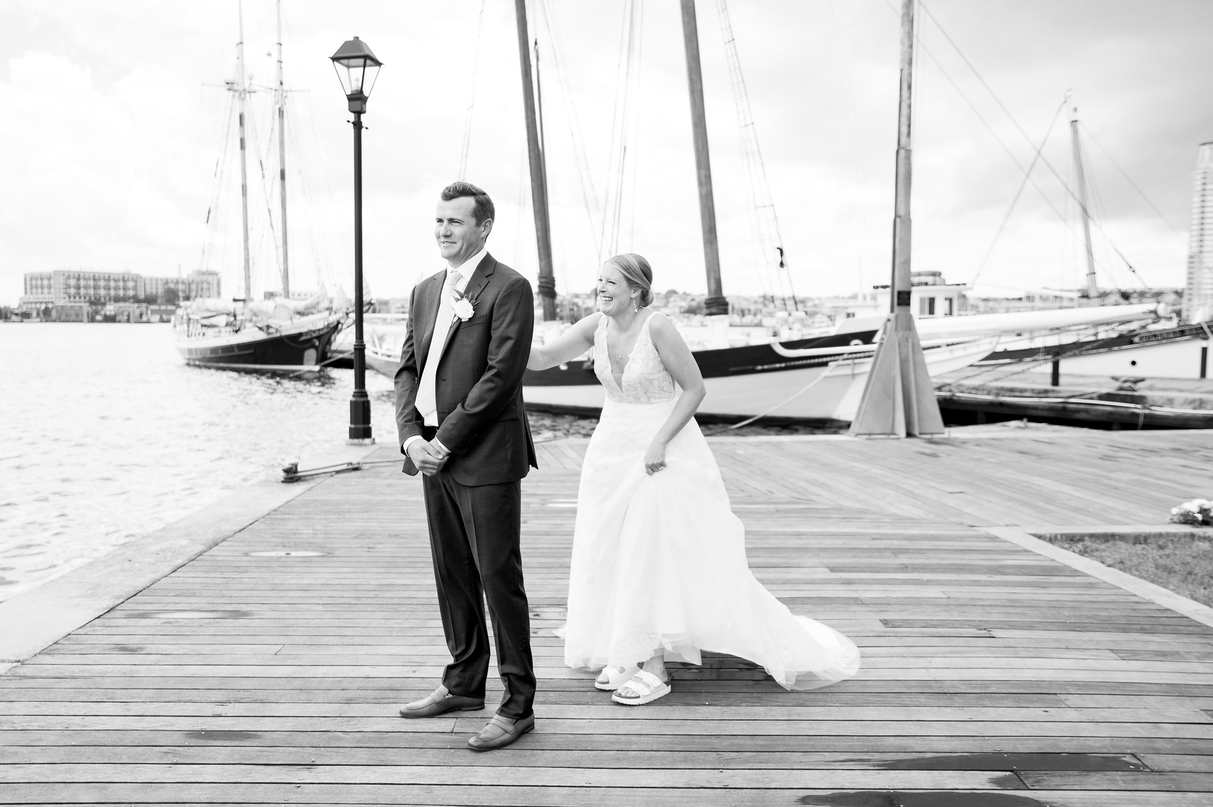 Sage Green and Navy Blue summer wedding at the Frederick Douglass Maritime Museum in Baltimore, Maryland. Photographed by Baltimore Wedding Photographer Cait Kramer Photography