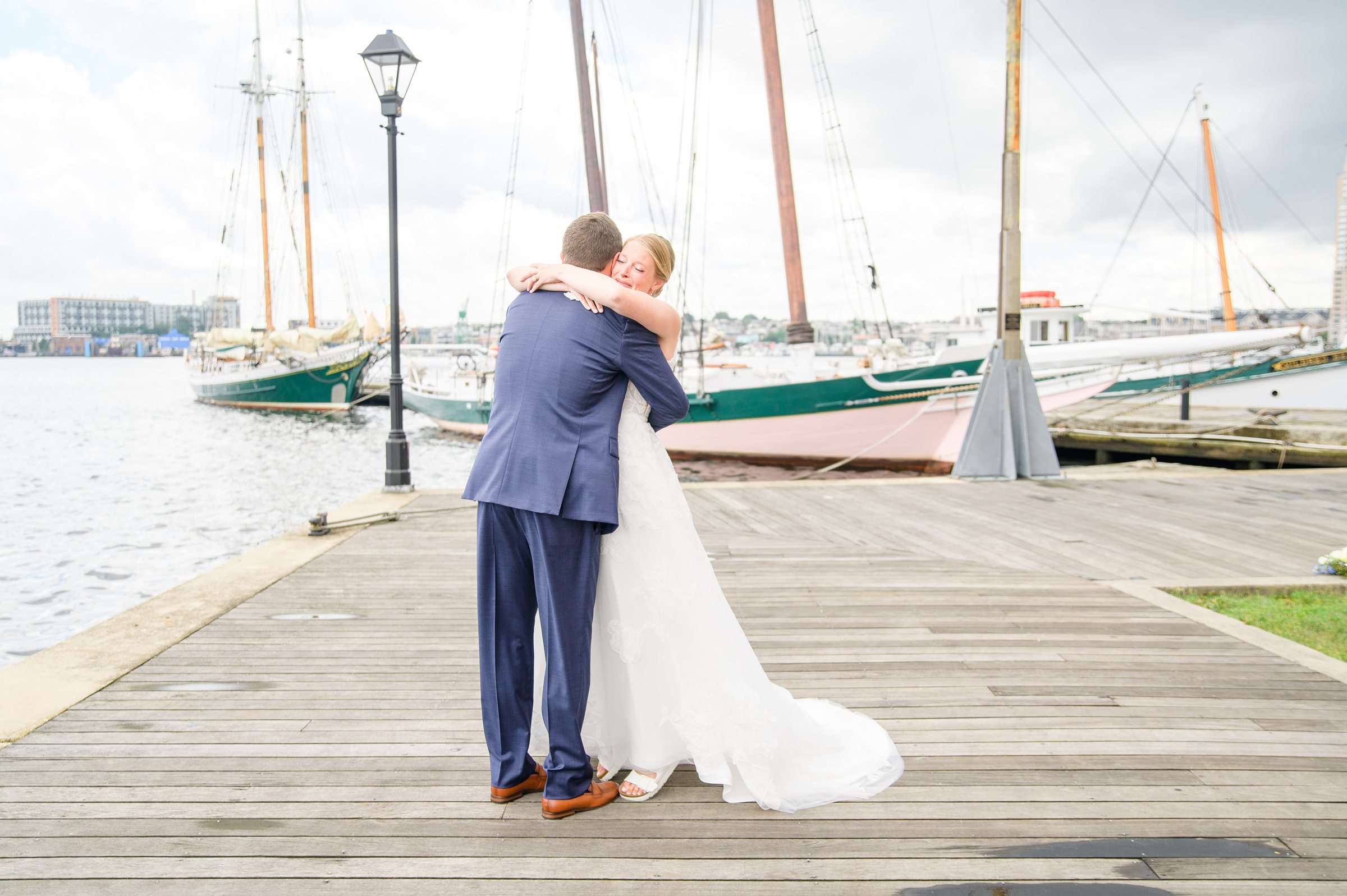 Sage Green and Navy Blue summer wedding at the Frederick Douglass Maritime Museum in Baltimore, Maryland. Photographed by Baltimore Wedding Photographer Cait Kramer Photography