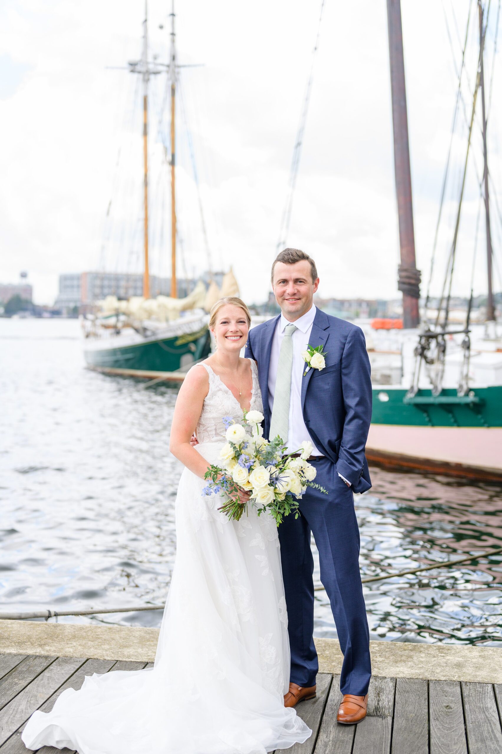 Sage Green and Navy Blue summer wedding at the Frederick Douglass Maritime Museum in Baltimore, Maryland. Photographed by Baltimore Wedding Photographer Cait Kramer Photography