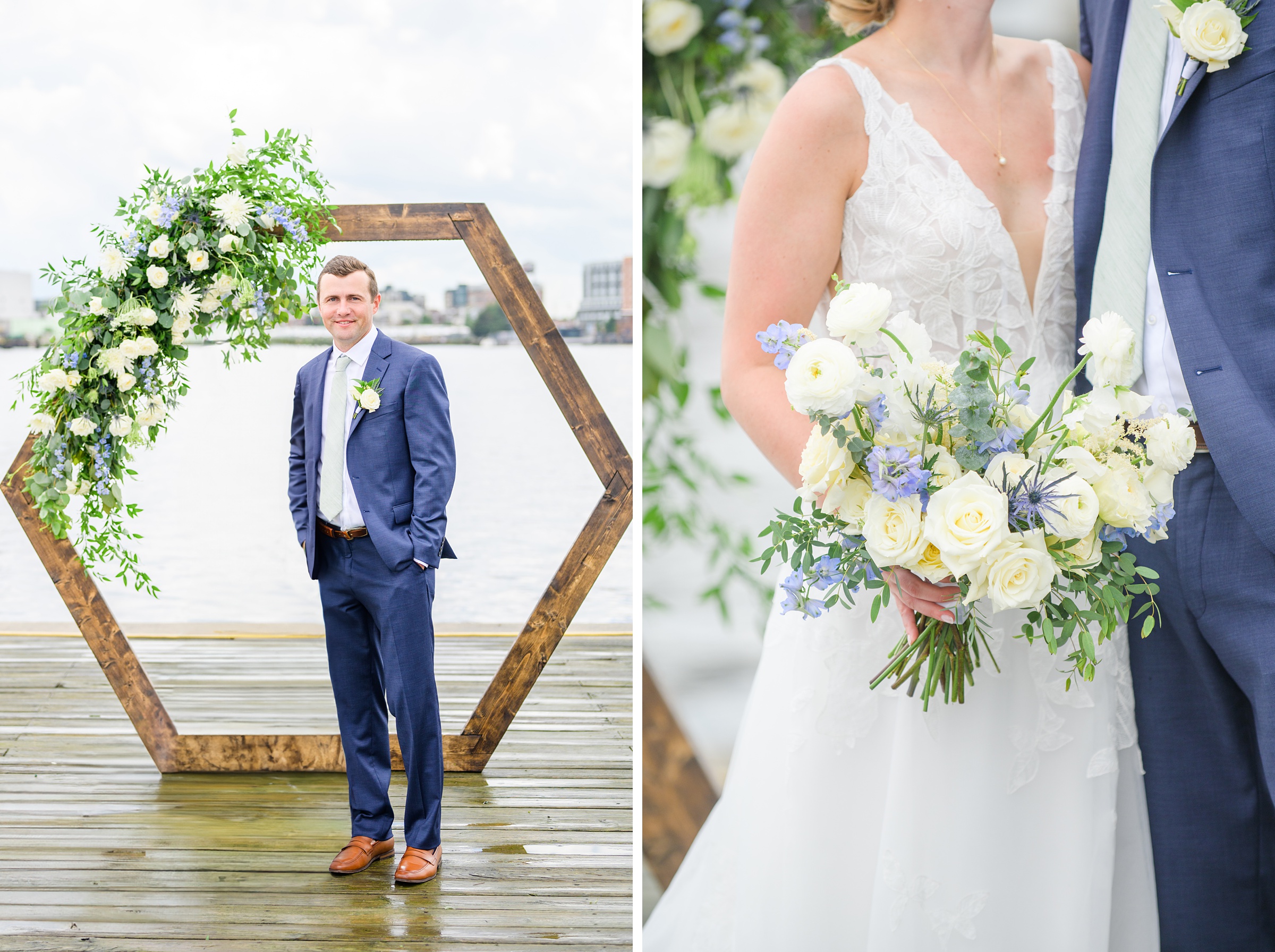 Sage Green and Navy Blue summer wedding at the Frederick Douglass Maritime Museum in Baltimore, Maryland. Photographed by Baltimore Wedding Photographer Cait Kramer Photography