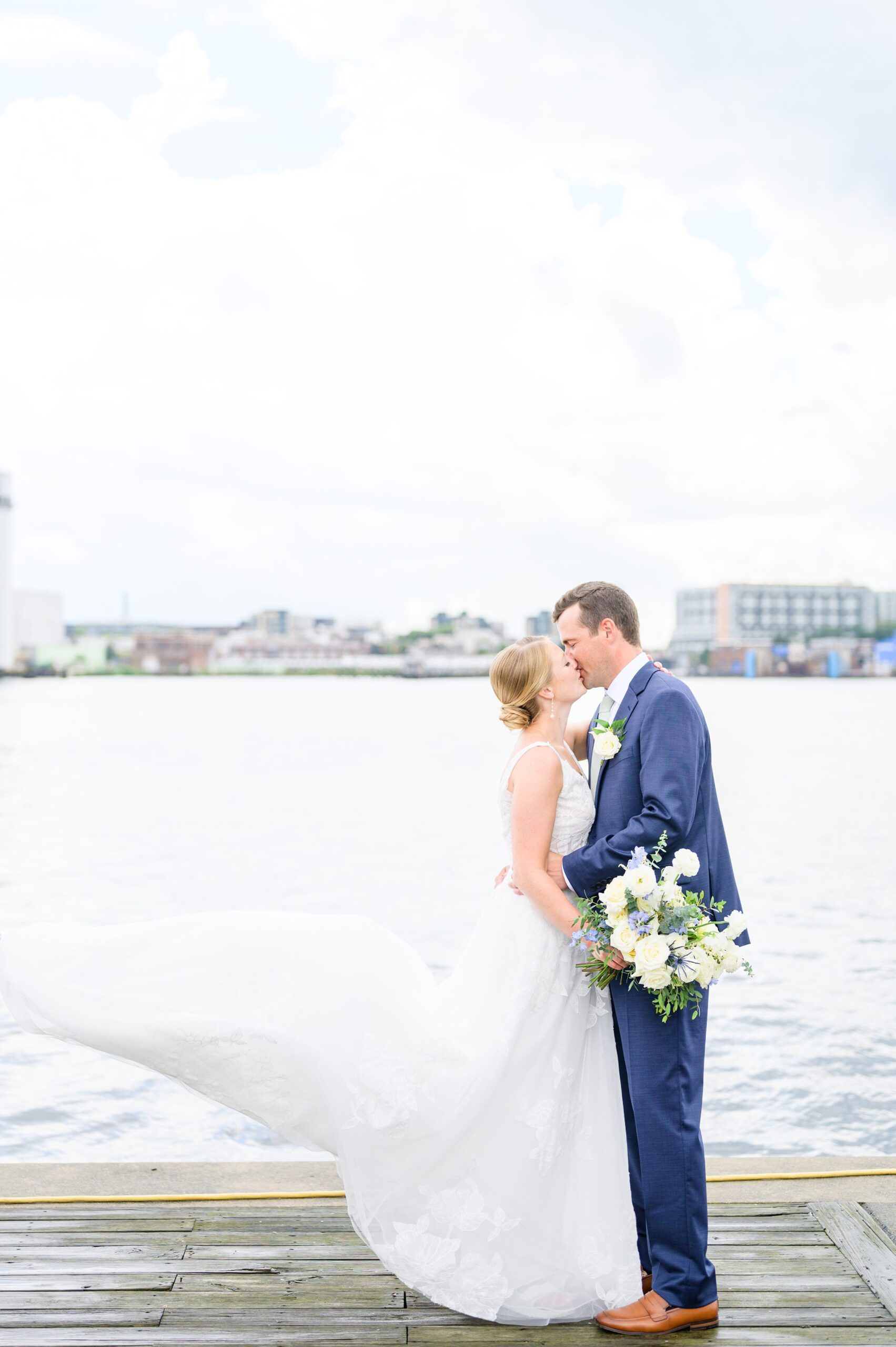 Sage Green and Navy Blue summer wedding at the Frederick Douglass Maritime Museum in Baltimore, Maryland. Photographed by Baltimore Wedding Photographer Cait Kramer Photography