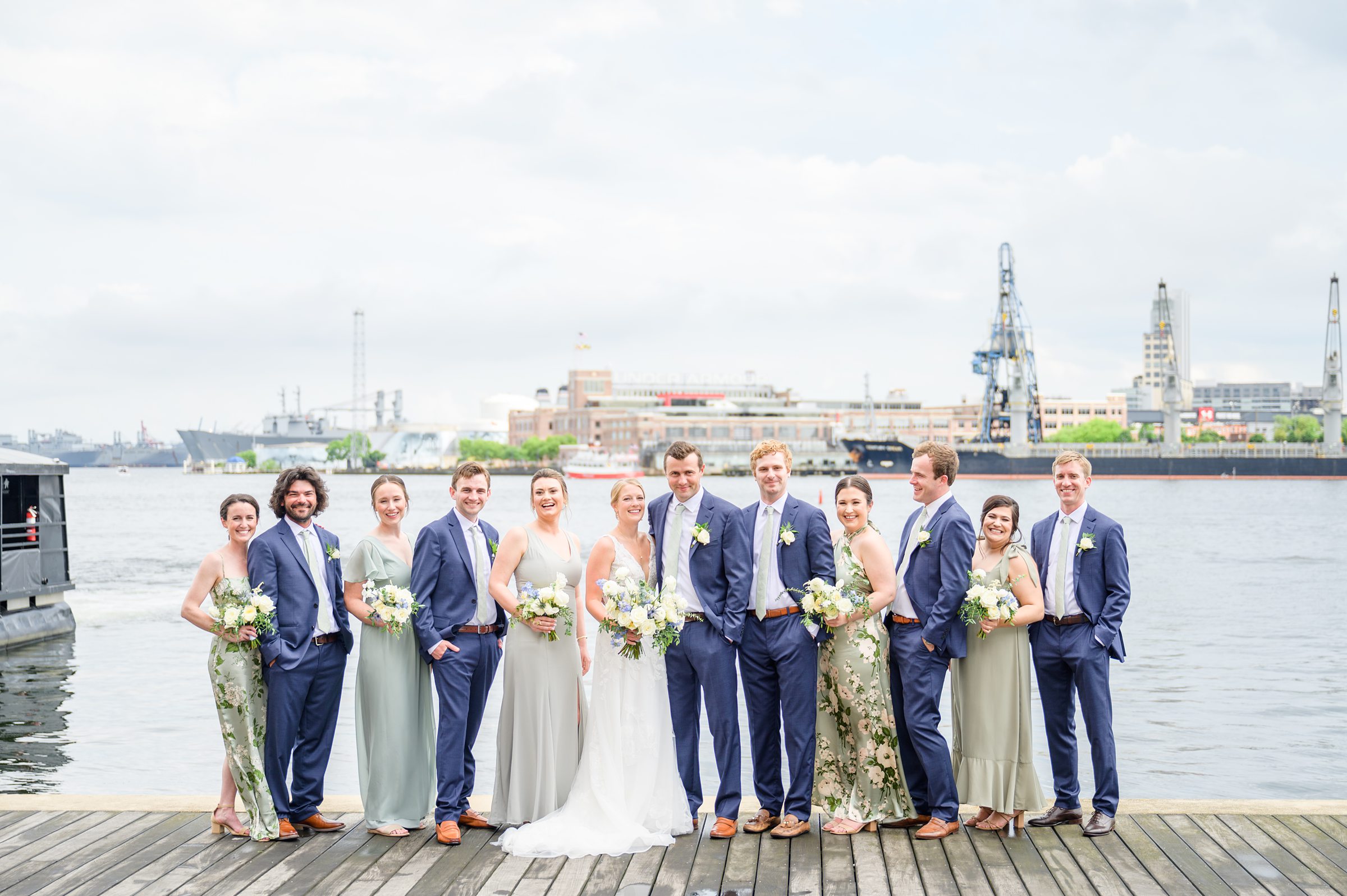 Sage Green and Navy Blue summer wedding at the Frederick Douglass Maritime Museum in Baltimore, Maryland. Photographed by Baltimore Wedding Photographer Cait Kramer Photography