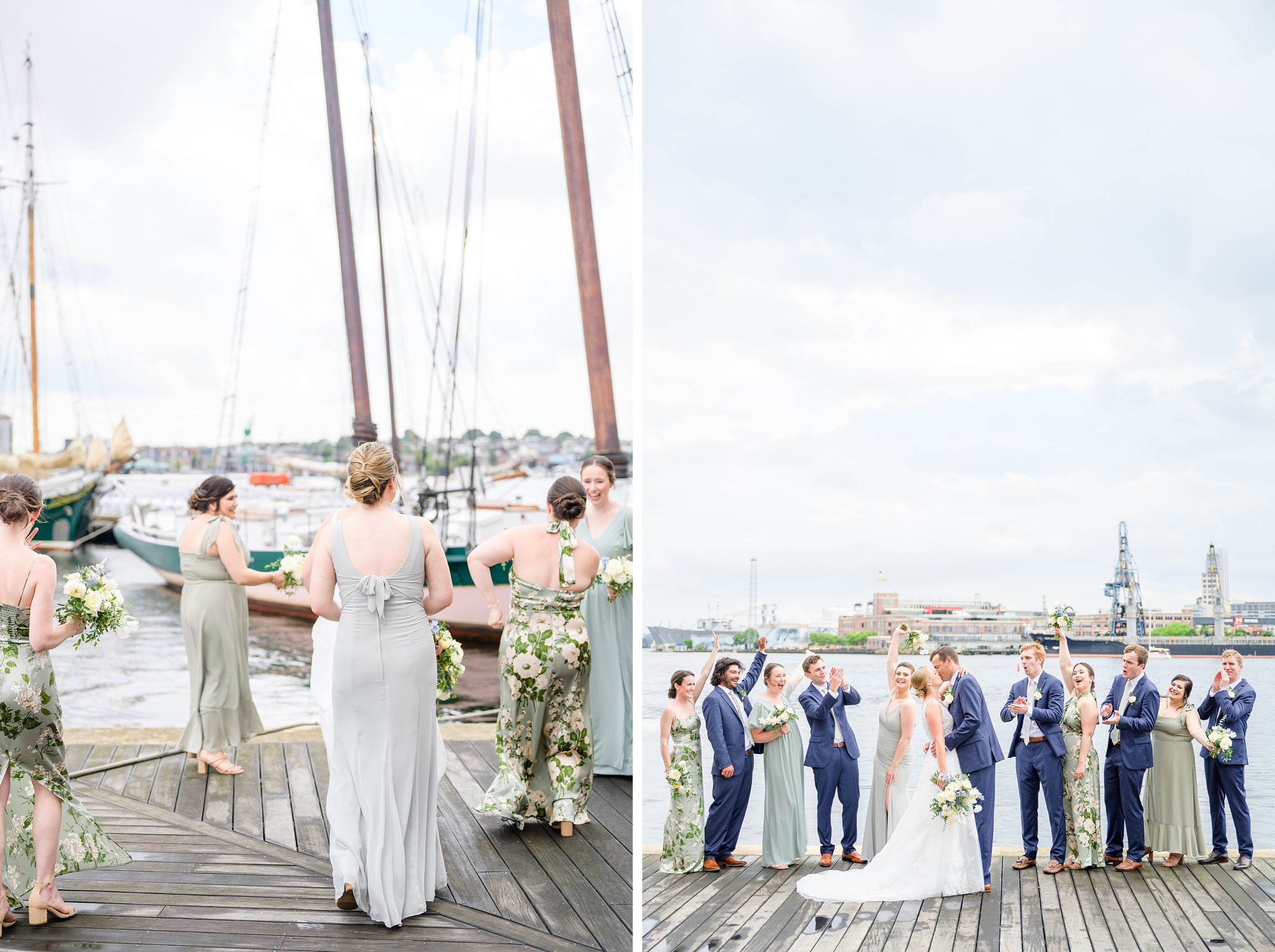 Sage Green and Navy Blue summer wedding at the Frederick Douglass Maritime Museum in Baltimore, Maryland. Photographed by Baltimore Wedding Photographer Cait Kramer Photography