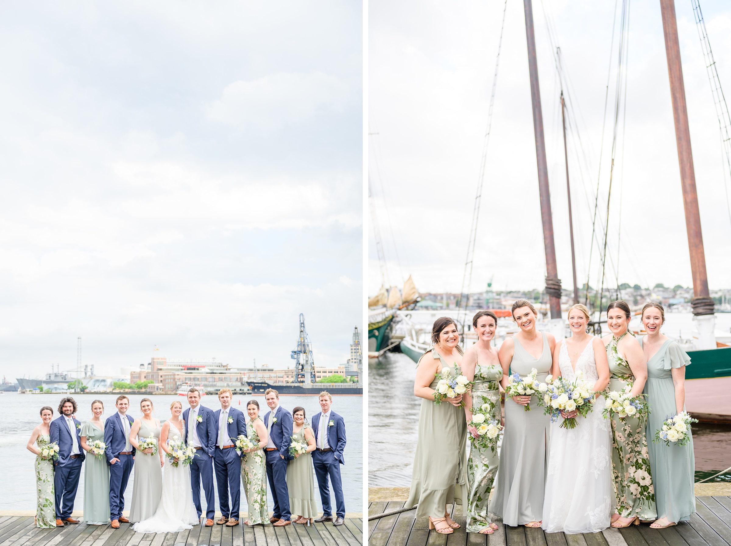 Sage Green and Navy Blue summer wedding at the Frederick Douglass Maritime Museum in Baltimore, Maryland. Photographed by Baltimore Wedding Photographer Cait Kramer Photography