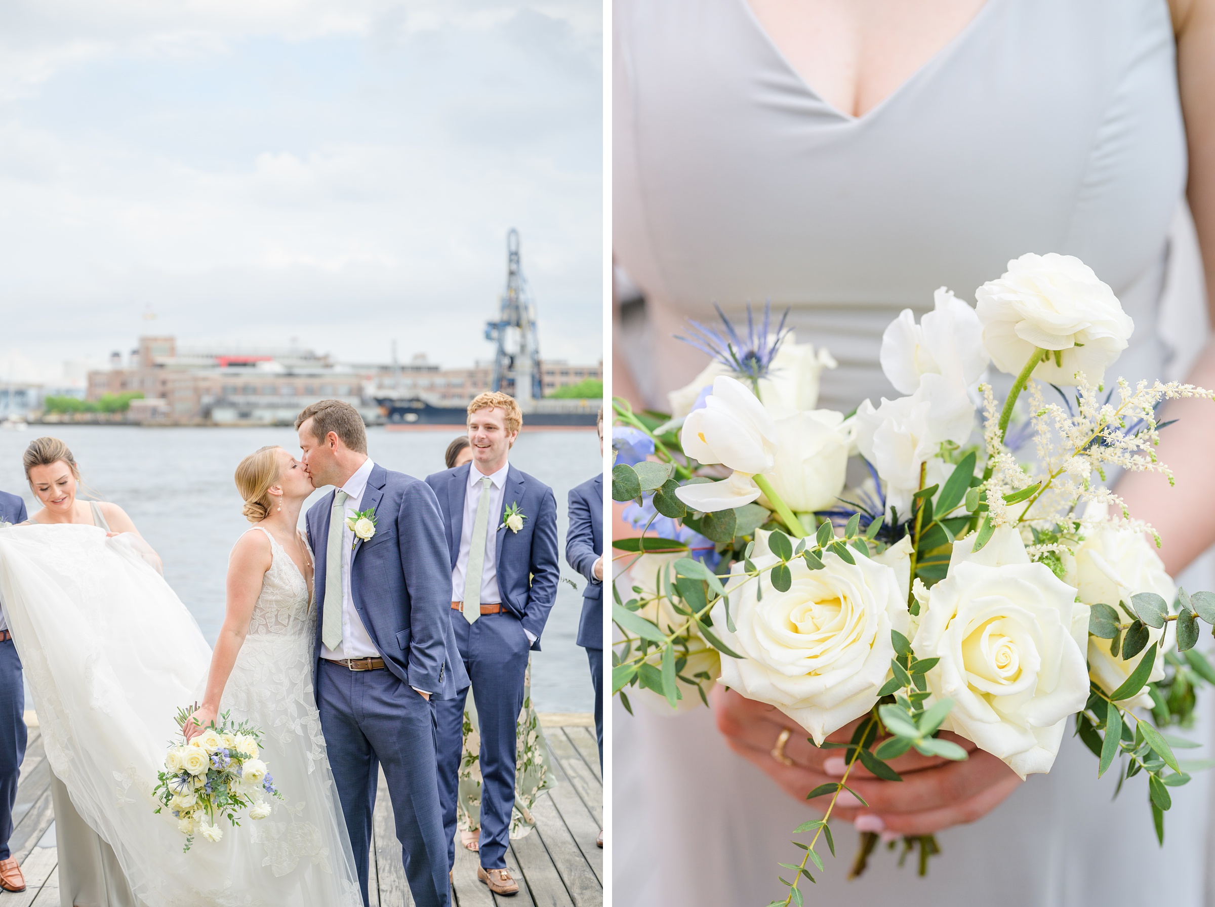 Sage Green and Navy Blue summer wedding at the Frederick Douglass Maritime Museum in Baltimore, Maryland. Photographed by Baltimore Wedding Photographer Cait Kramer Photography