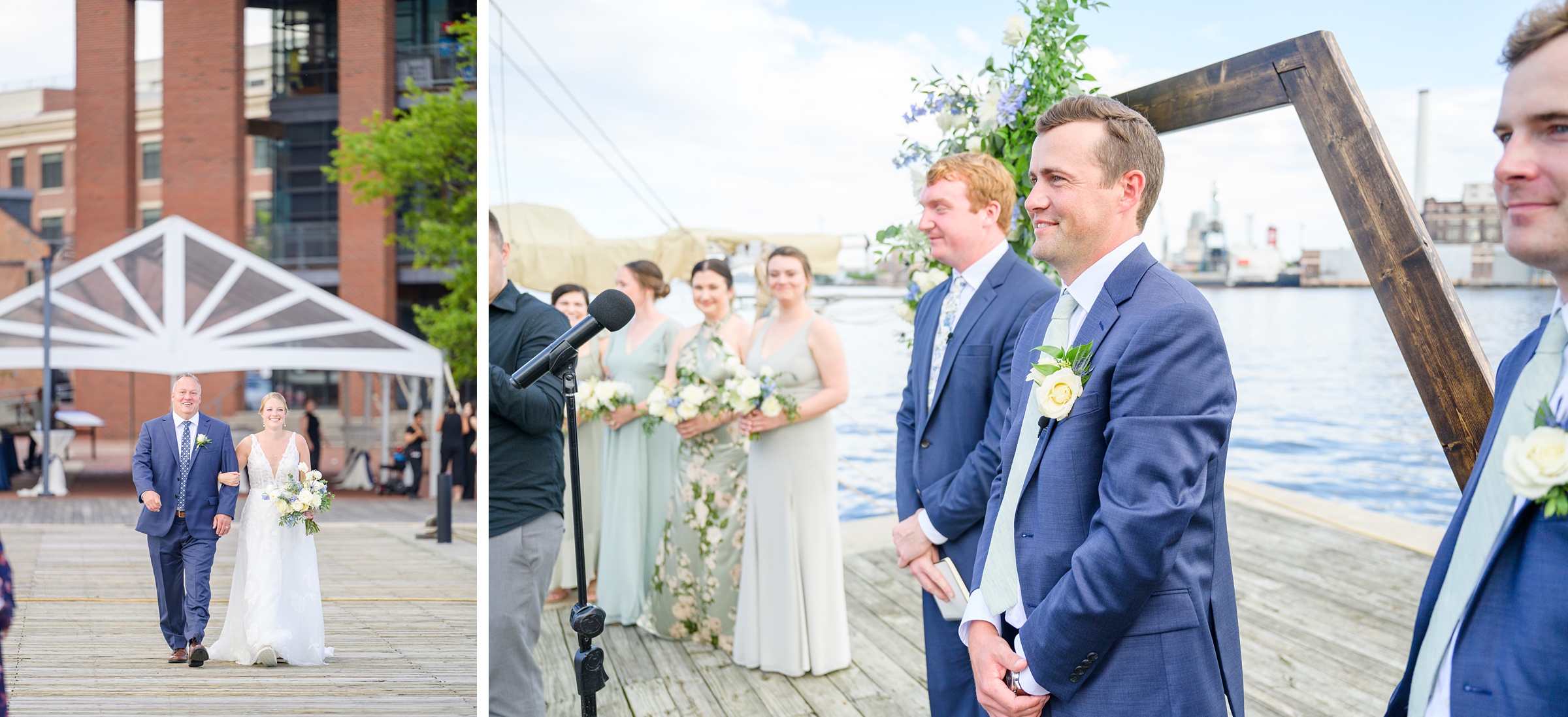 Sage Green and Navy Blue summer wedding at the Frederick Douglass Maritime Museum in Baltimore, Maryland. Photographed by Baltimore Wedding Photographer Cait Kramer Photography