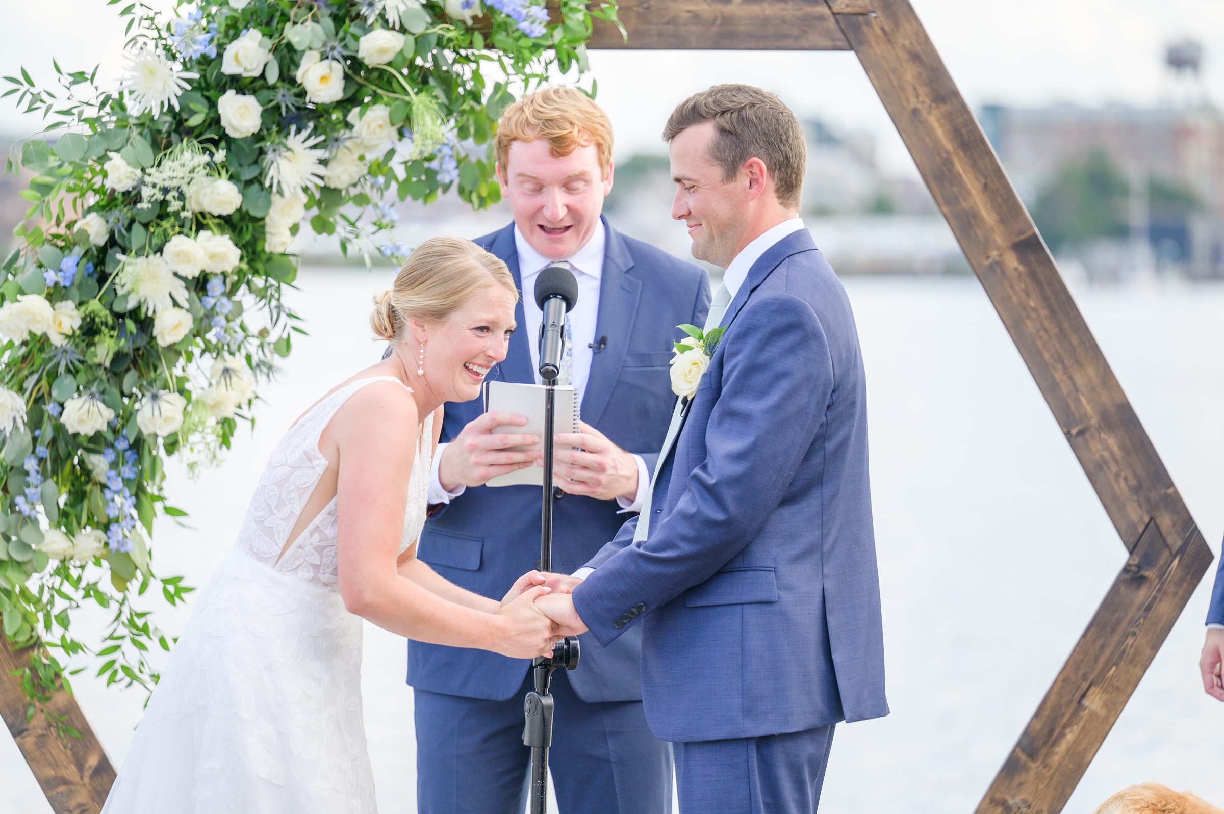 Sage Green and Navy Blue summer wedding at the Frederick Douglass Maritime Museum in Baltimore, Maryland. Photographed by Baltimore Wedding Photographer Cait Kramer Photography