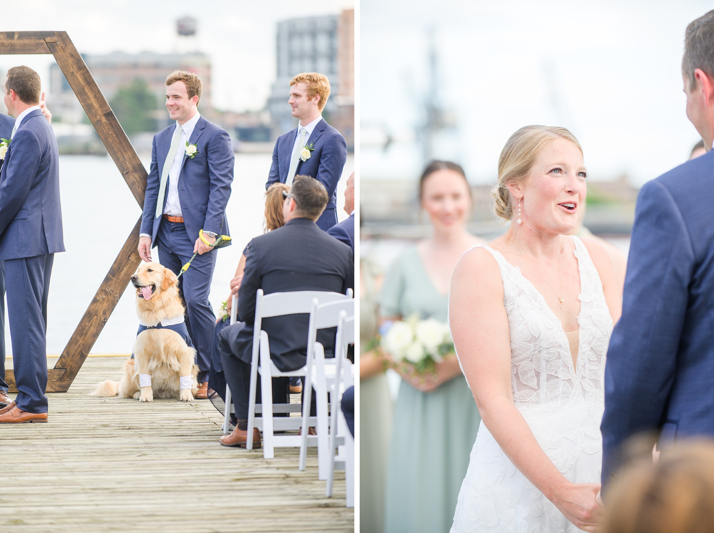 Sage Green and Navy Blue summer wedding at the Frederick Douglass Maritime Museum in Baltimore, Maryland. Photographed by Baltimore Wedding Photographer Cait Kramer Photography