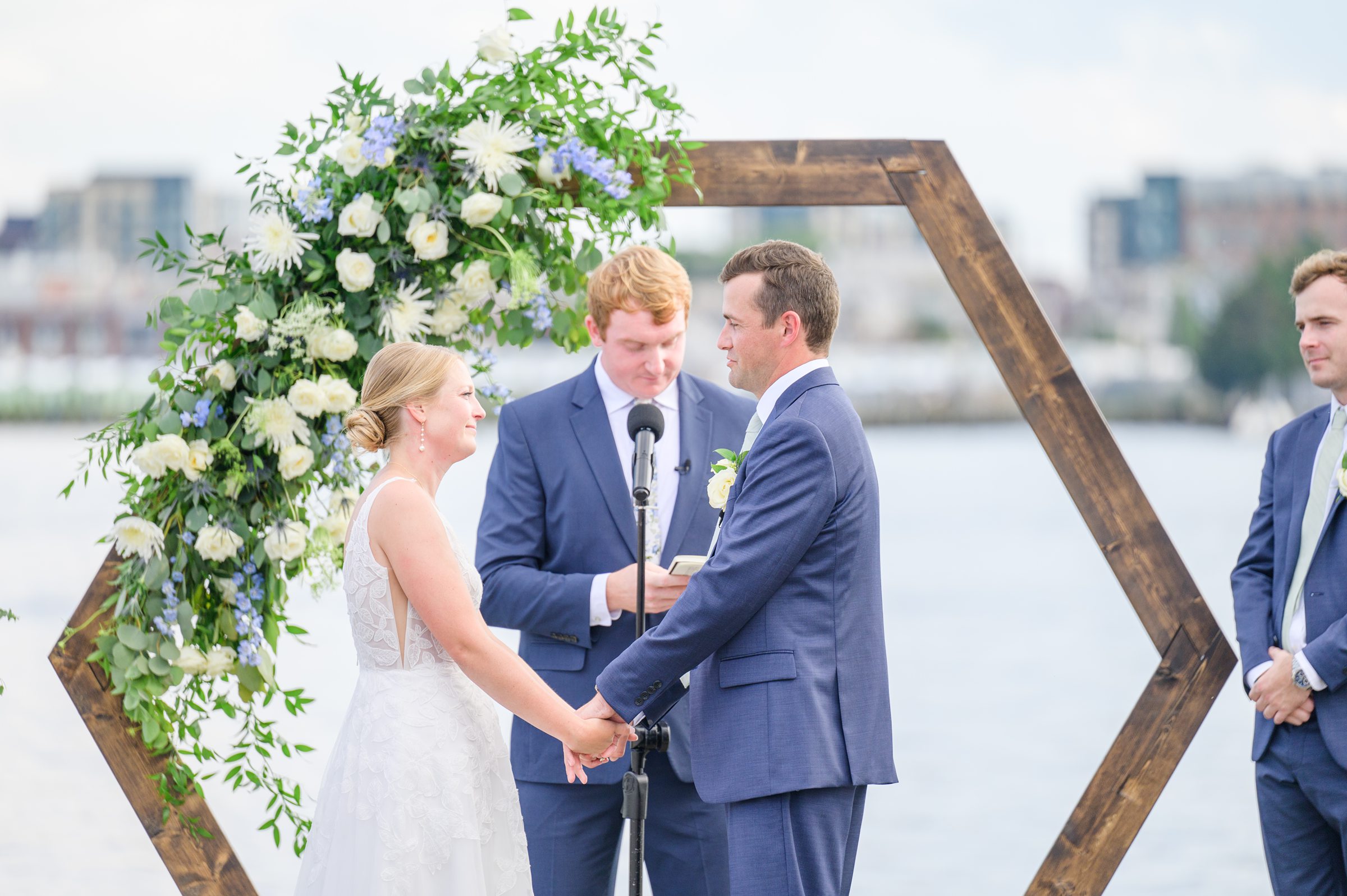 Sage Green and Navy Blue summer wedding at the Frederick Douglass Maritime Museum in Baltimore, Maryland. Photographed by Baltimore Wedding Photographer Cait Kramer Photography