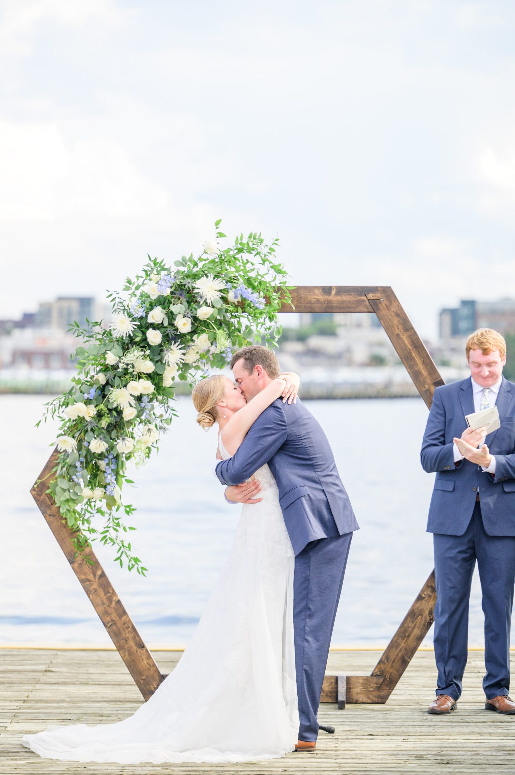 Sage Green and Navy Blue summer wedding at the Frederick Douglass Maritime Museum in Baltimore, Maryland. Photographed by Baltimore Wedding Photographer Cait Kramer Photography