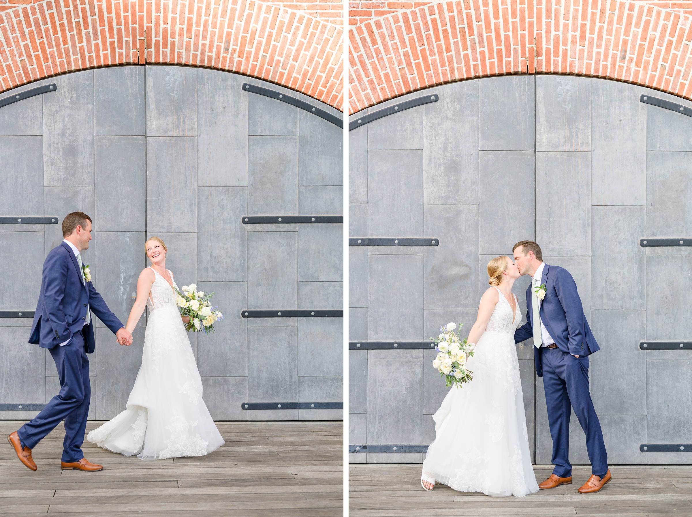 Sage Green and Navy Blue summer wedding at the Frederick Douglass Maritime Museum in Baltimore, Maryland. Photographed by Baltimore Wedding Photographer Cait Kramer Photography