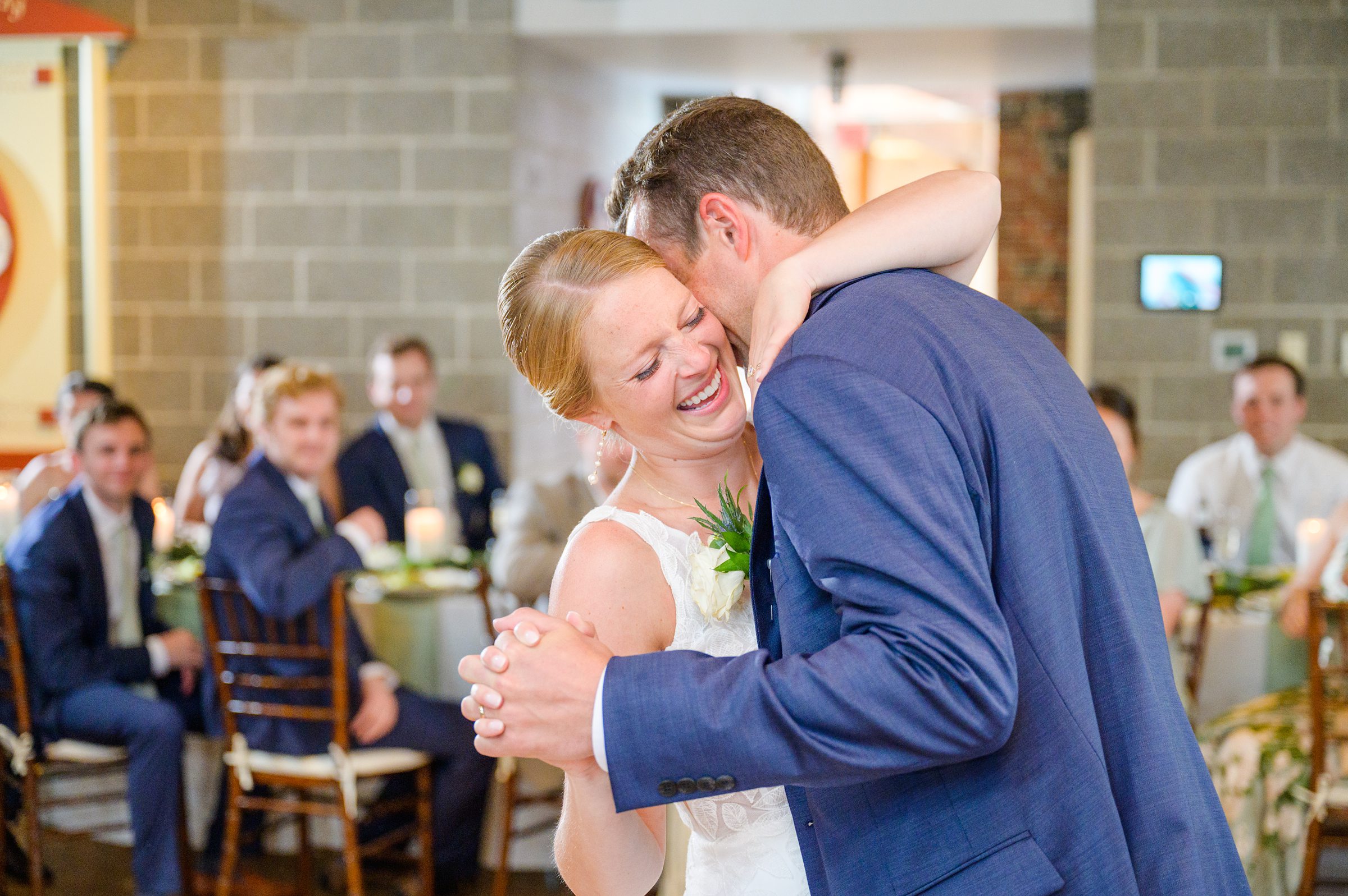 Sage Green and Navy Blue summer wedding at the Frederick Douglass Maritime Museum in Baltimore, Maryland. Photographed by Baltimore Wedding Photographer Cait Kramer Photography