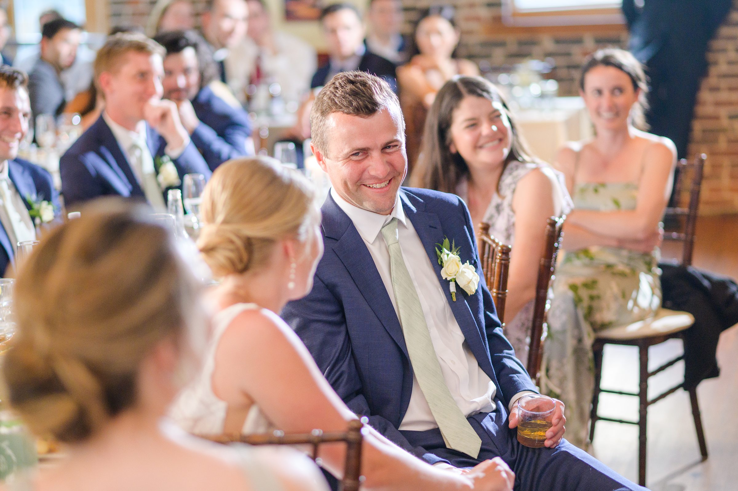 Sage Green and Navy Blue summer wedding at the Frederick Douglass Maritime Museum in Baltimore, Maryland. Photographed by Baltimore Wedding Photographer Cait Kramer Photography