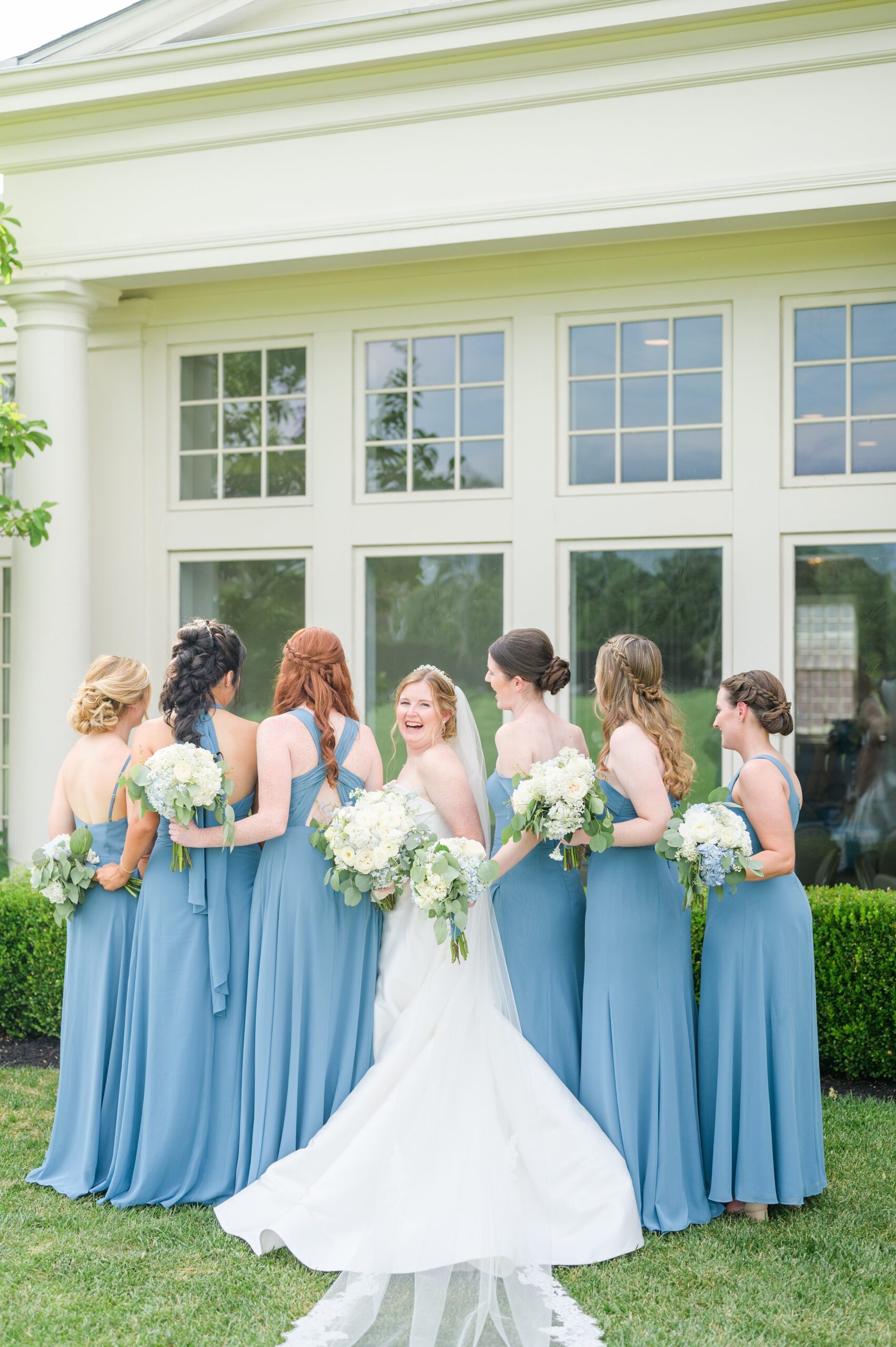 Blue and White Summer wedding day at the Philadelphia Cricket Club Photographed by Baltimore Wedding Photographer Cait Kramer Photography