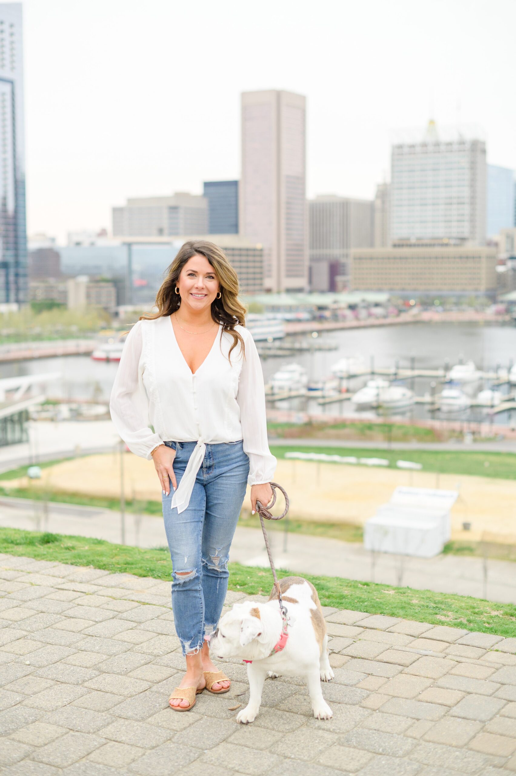 Baltimore Pet Portrait mini session with Lindsey and her English Bulldog, Molly at Federal Hill Park in Baltimore, MD