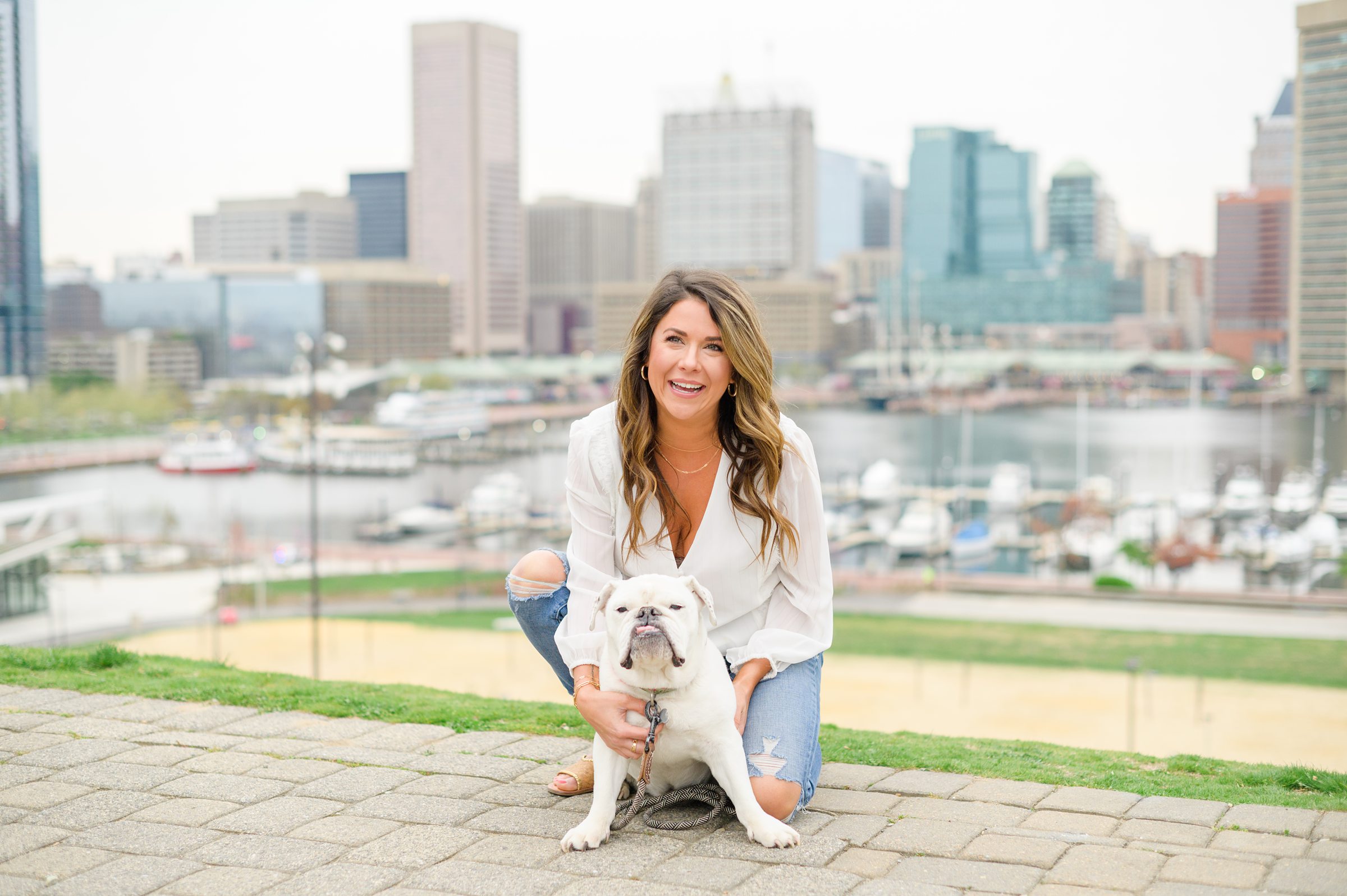 Baltimore Pet Portrait mini session with Lindsey and her English Bulldog, Molly at Federal Hill Park in Baltimore, MD