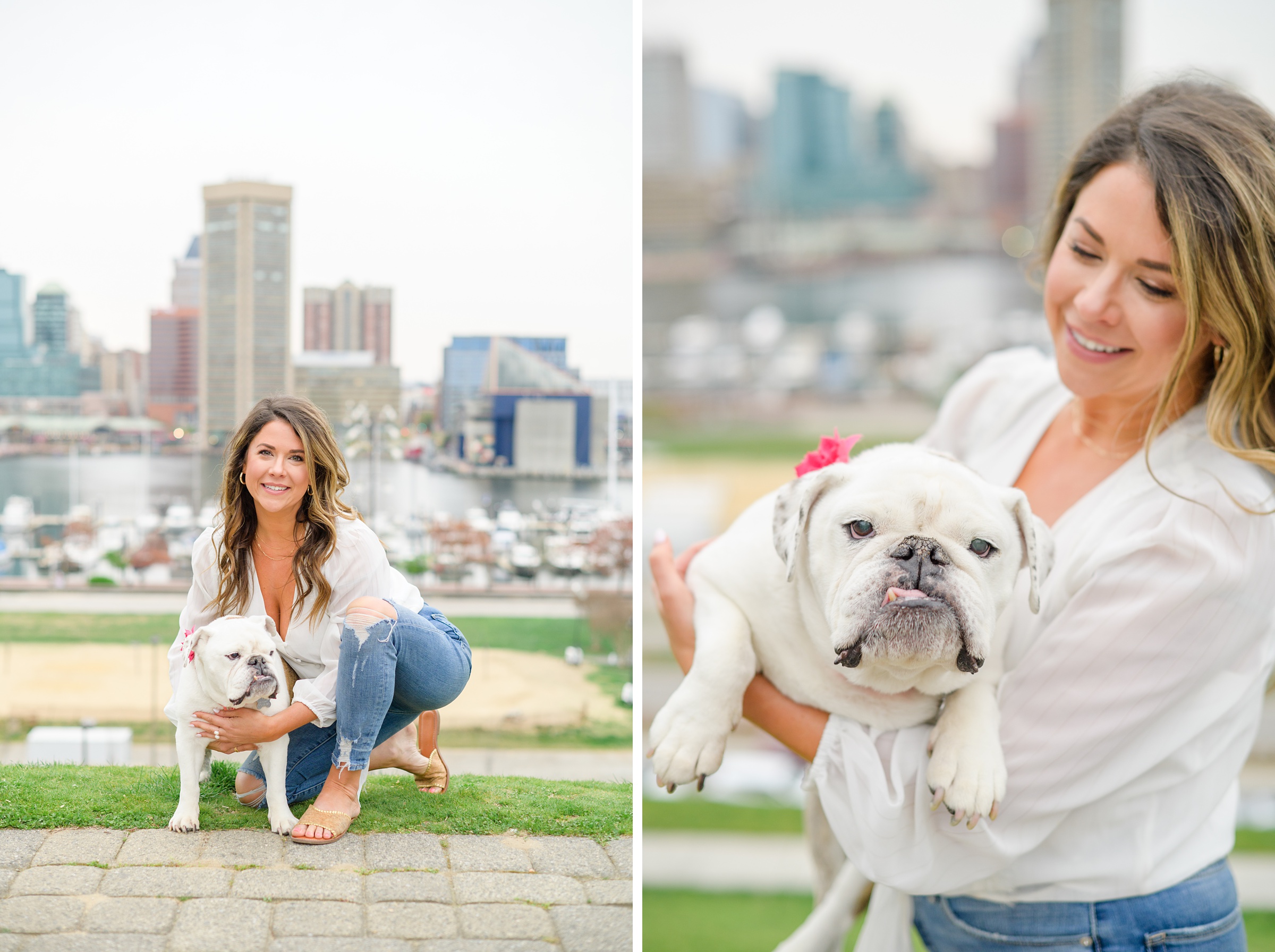 Baltimore Pet Portrait mini session with Lindsey and her English Bulldog, Molly at Federal Hill Park in Baltimore, MD