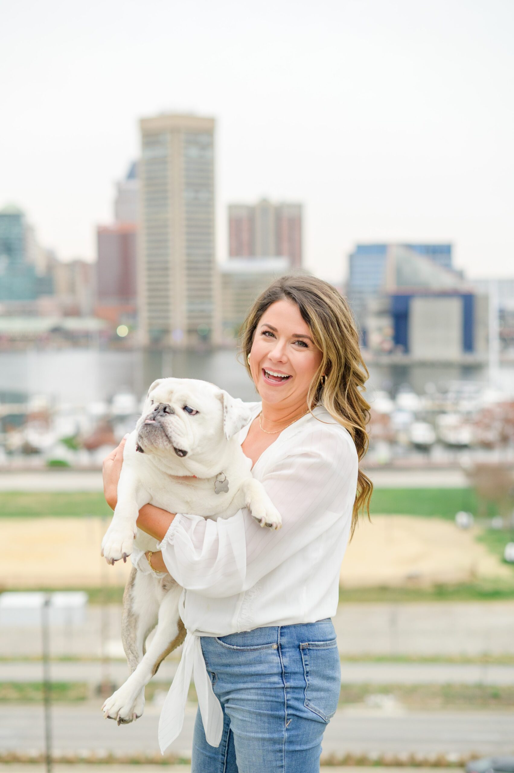 Baltimore Pet Portrait mini session with Lindsey and her English Bulldog, Molly at Federal Hill Park in Baltimore, MD