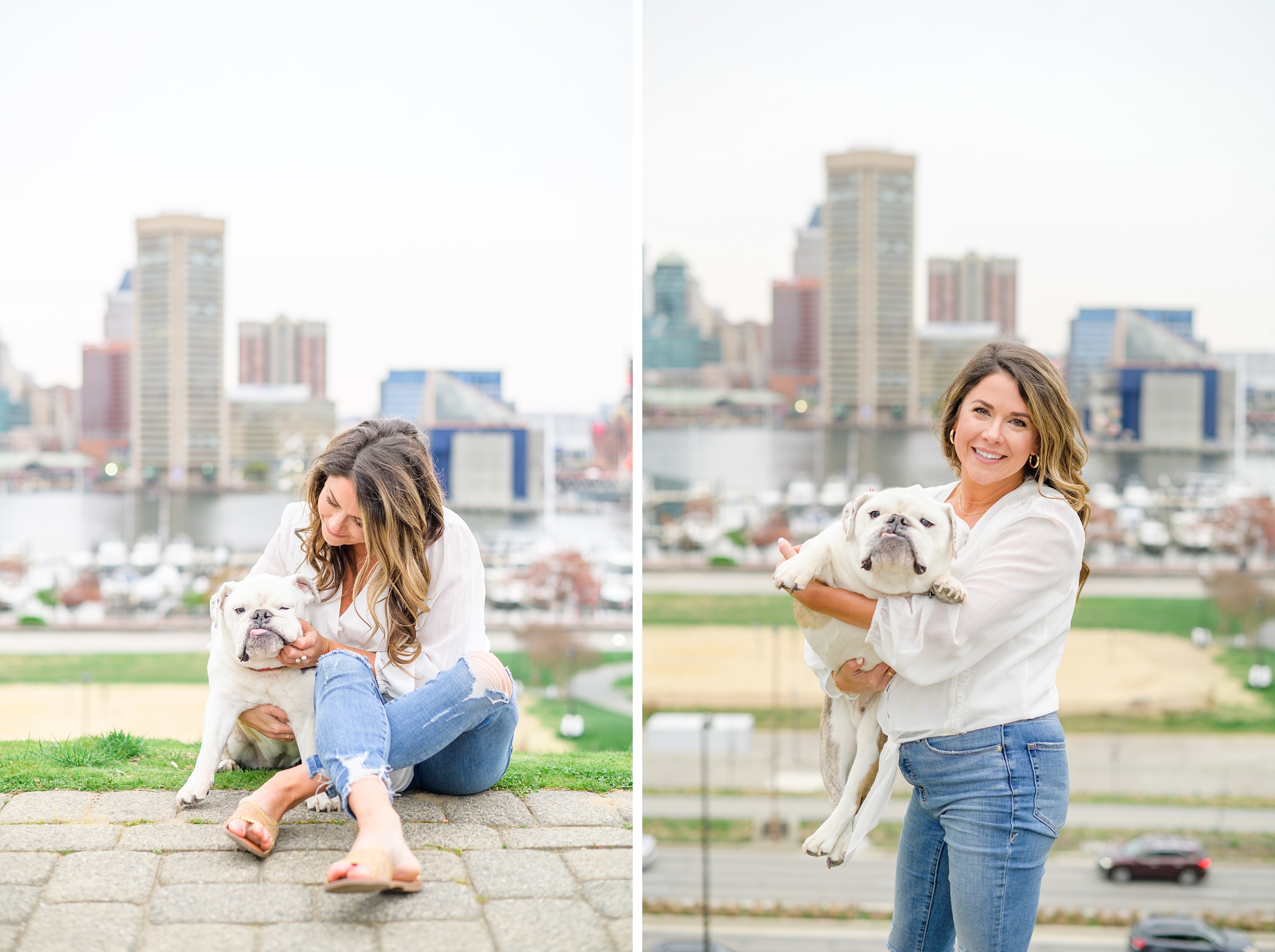 Baltimore Pet Portrait mini session with Lindsey and her English Bulldog, Molly at Federal Hill Park in Baltimore, MD