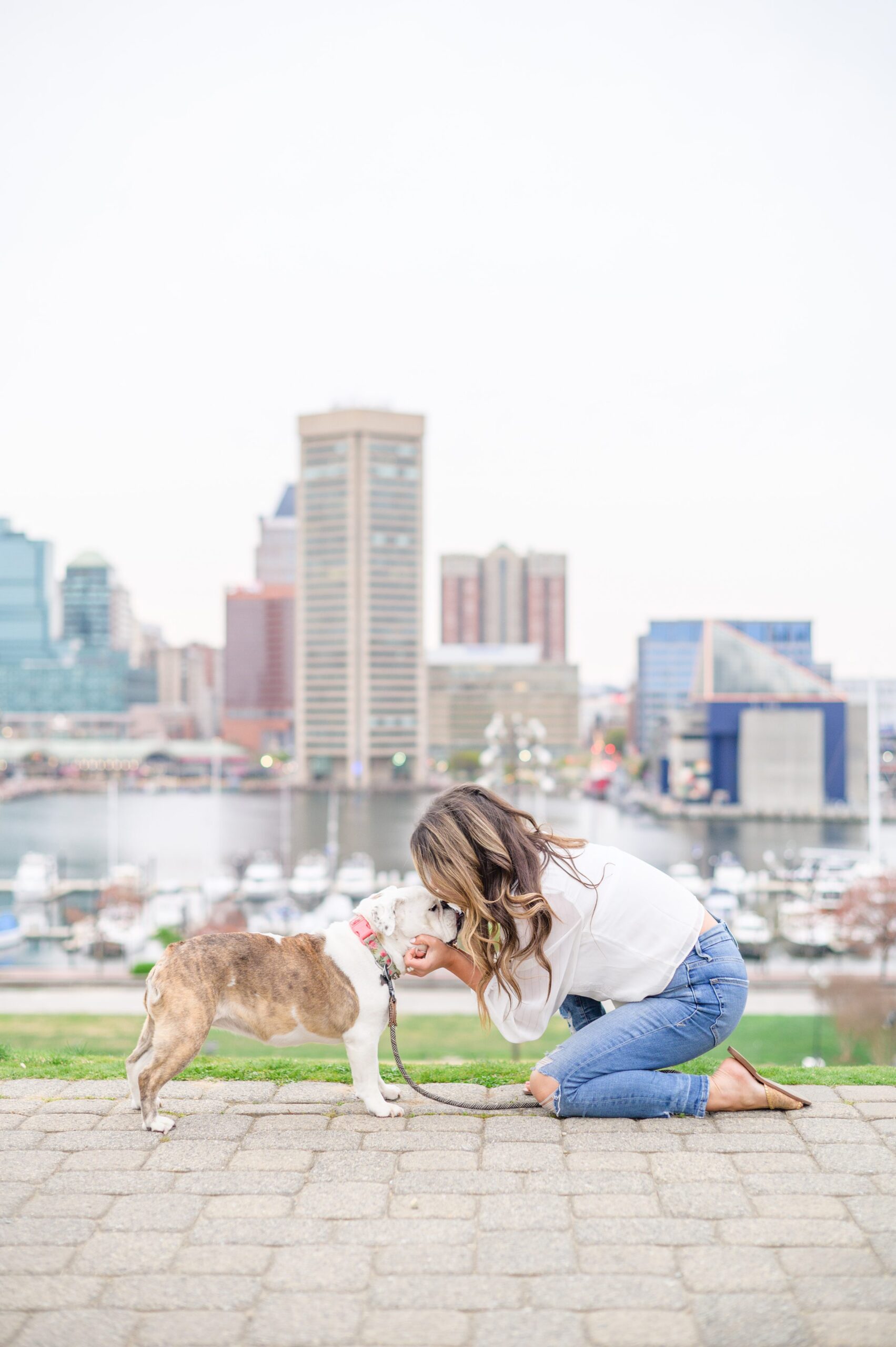 Baltimore Pet Portrait mini session with Lindsey and her English Bulldog, Molly at Federal Hill Park in Baltimore, MD