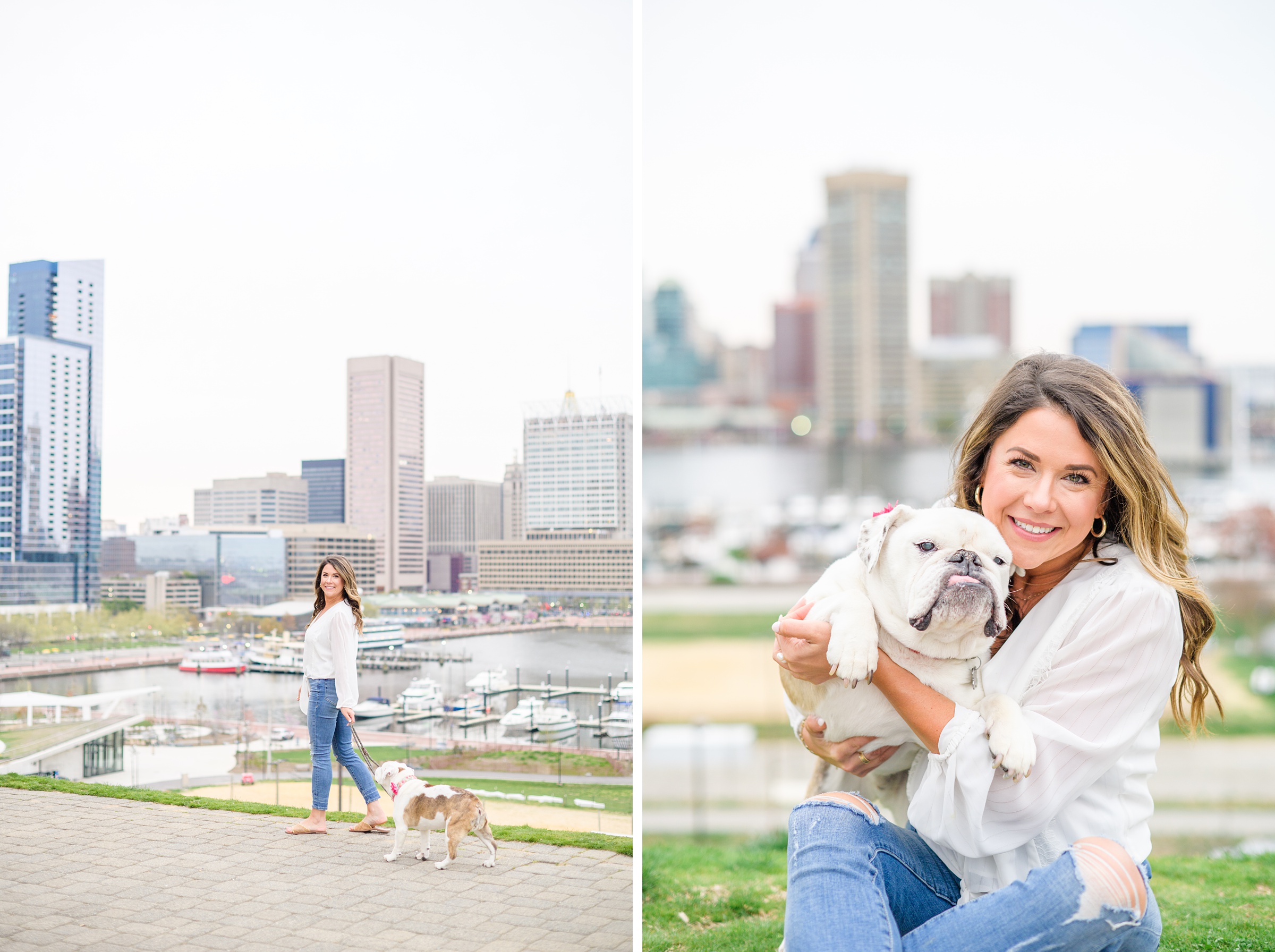 Baltimore Pet Portrait mini session with Lindsey and her English Bulldog, Molly at Federal Hill Park in Baltimore, MD