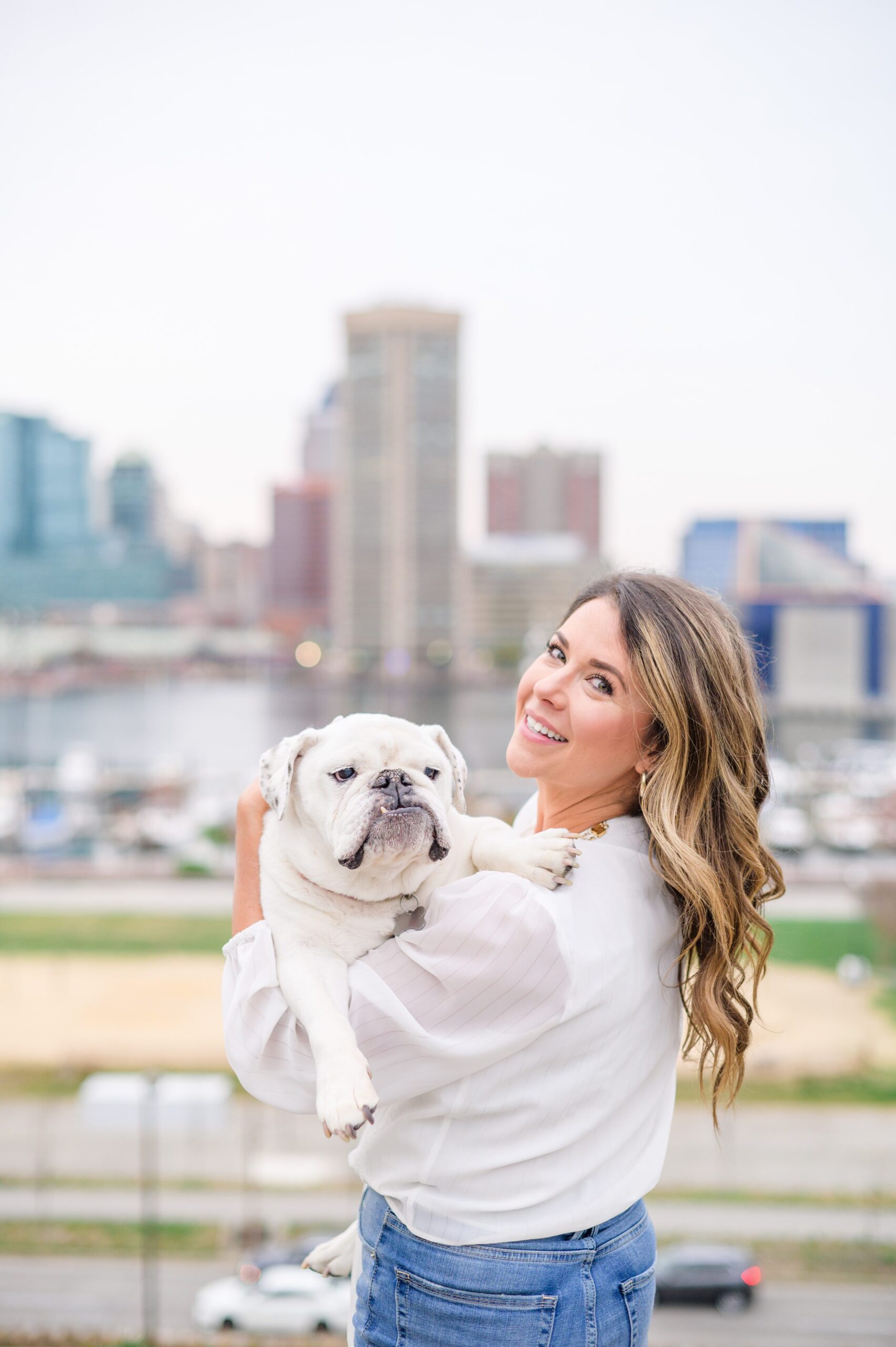 Baltimore Pet Portrait mini session with Lindsey and her English Bulldog, Molly at Federal Hill Park in Baltimore, MD