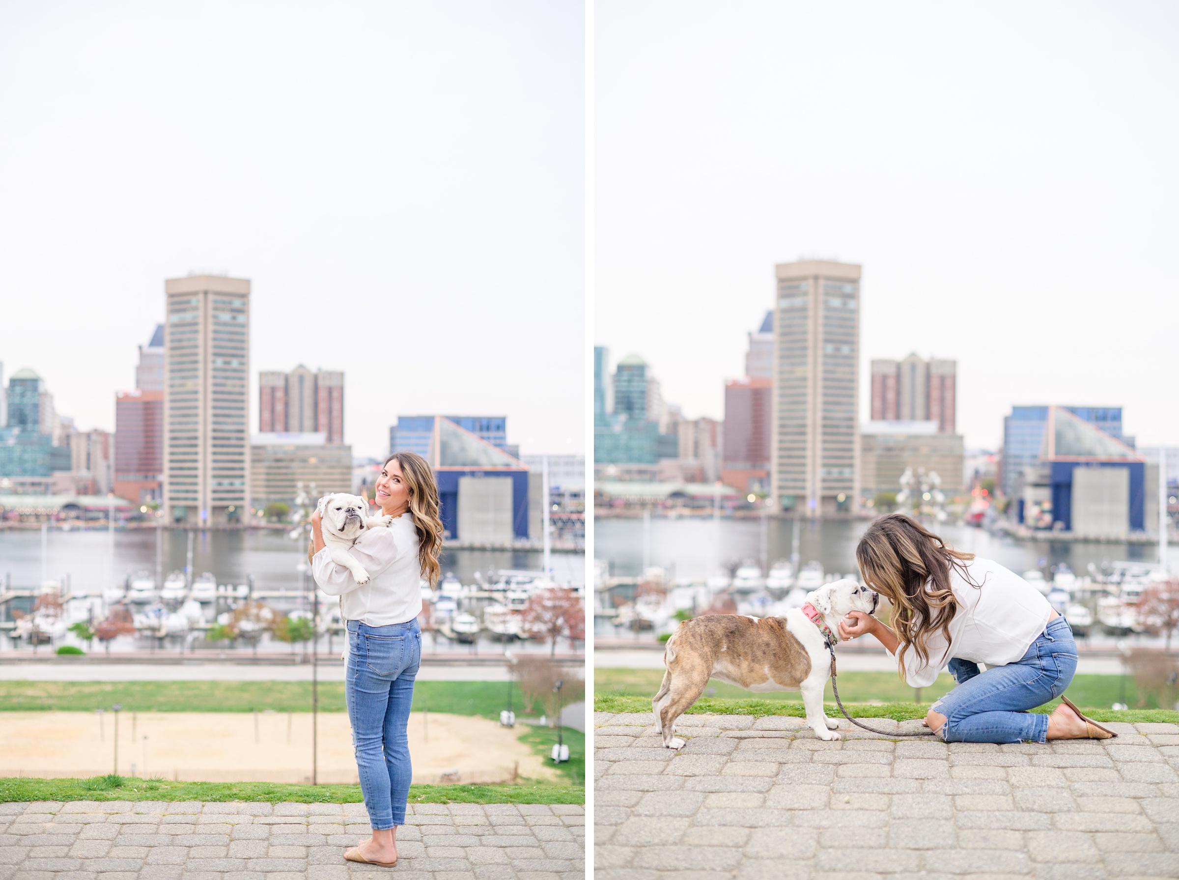 Baltimore Pet Portrait mini session with Lindsey and her English Bulldog, Molly at Federal Hill Park in Baltimore, MD