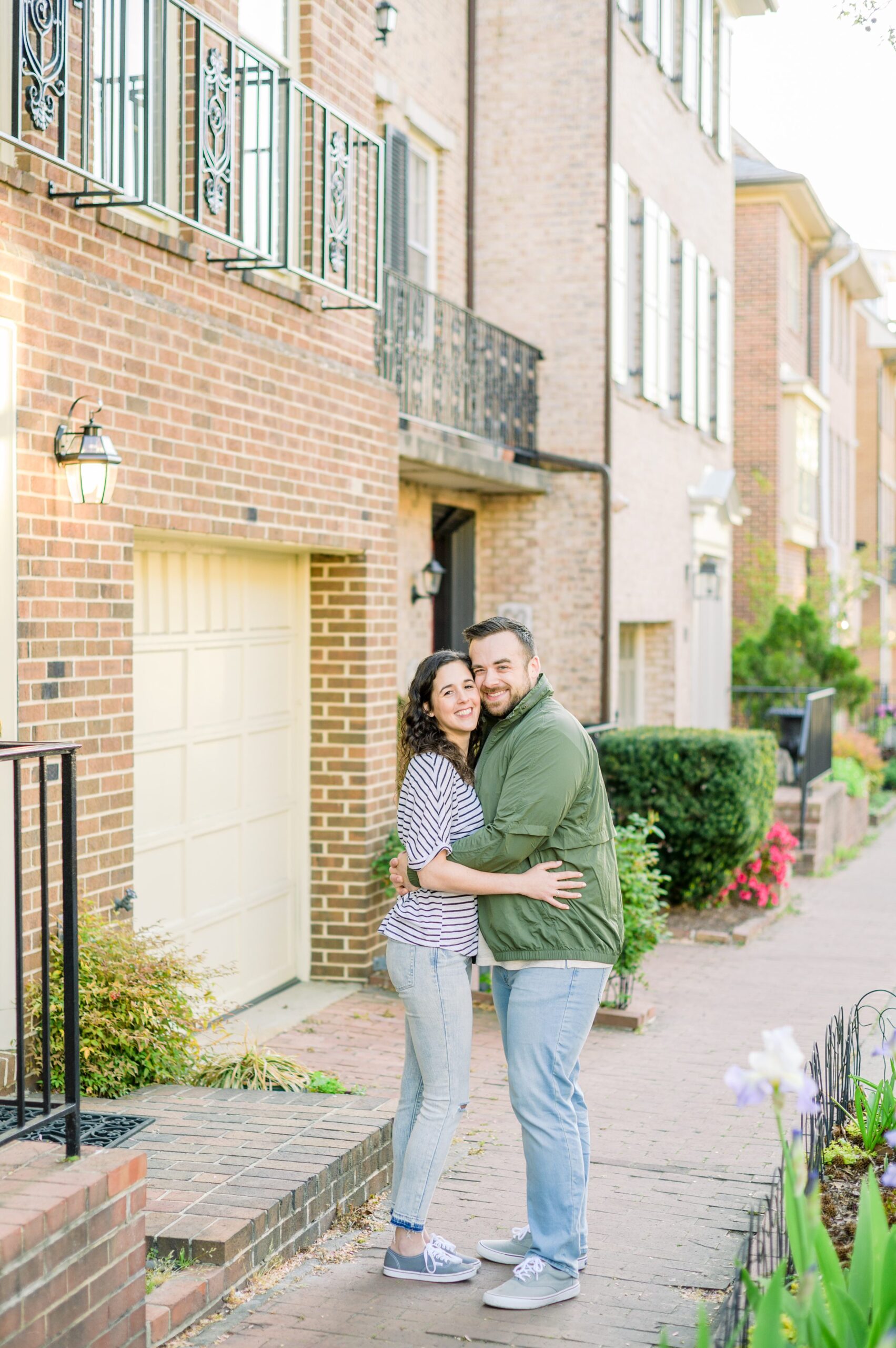 Engaged couple in Old Town Alexandria for their summer engagement session photographed by Baltimore Wedding Photographer Cait Kramer Photography