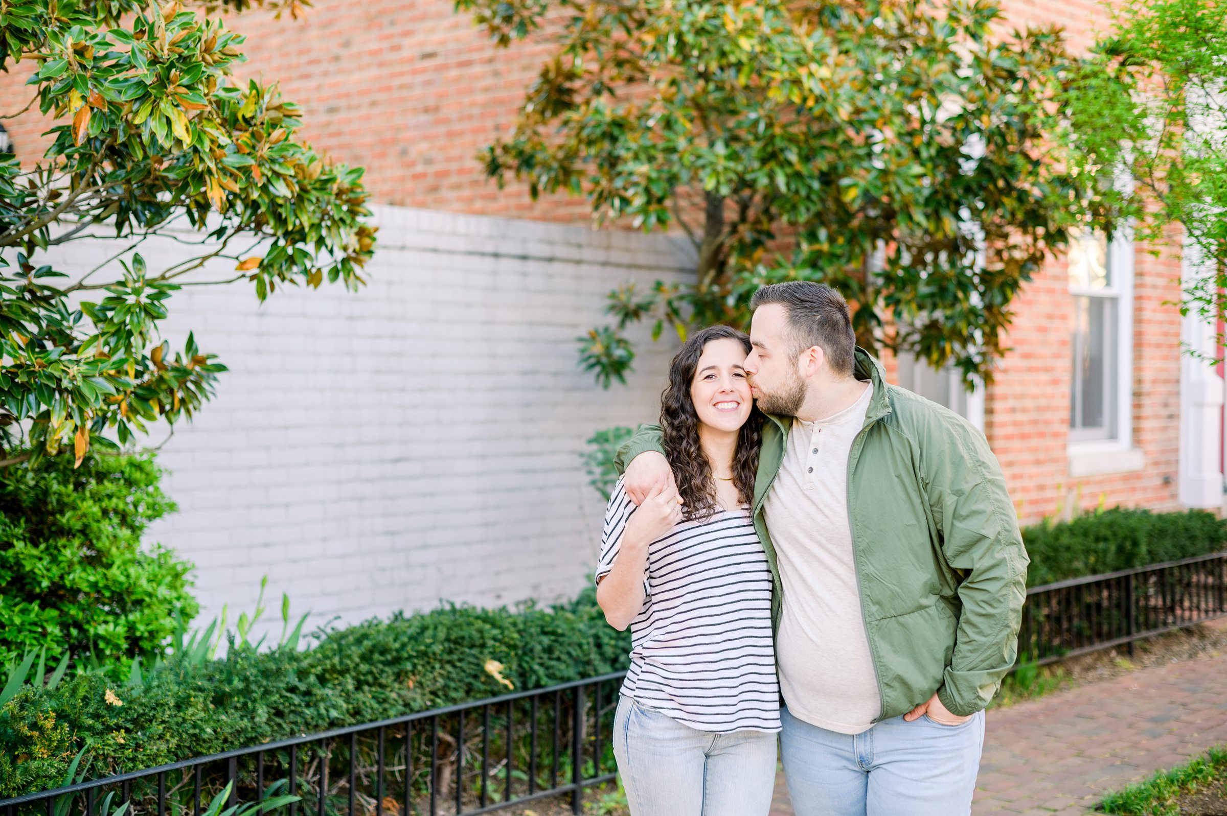 Engaged couple in Old Town Alexandria for their summer engagement session photographed by Baltimore Wedding Photographer Cait Kramer Photography