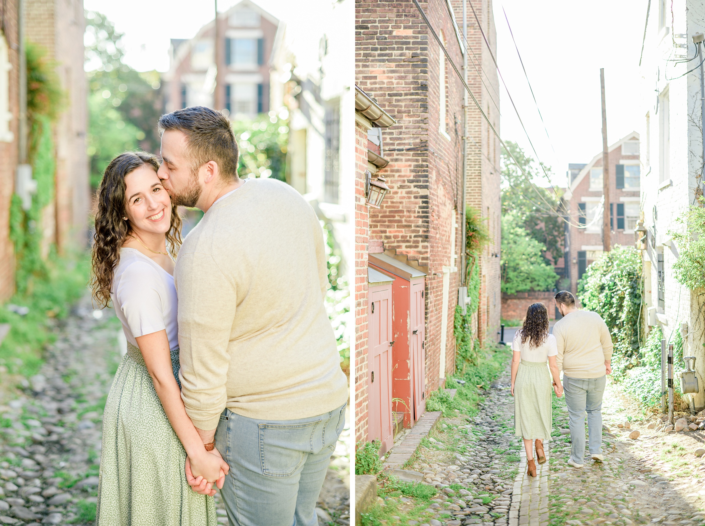 Engaged couple in Old Town Alexandria for their summer engagement session photographed by Baltimore Wedding Photographer Cait Kramer Photography