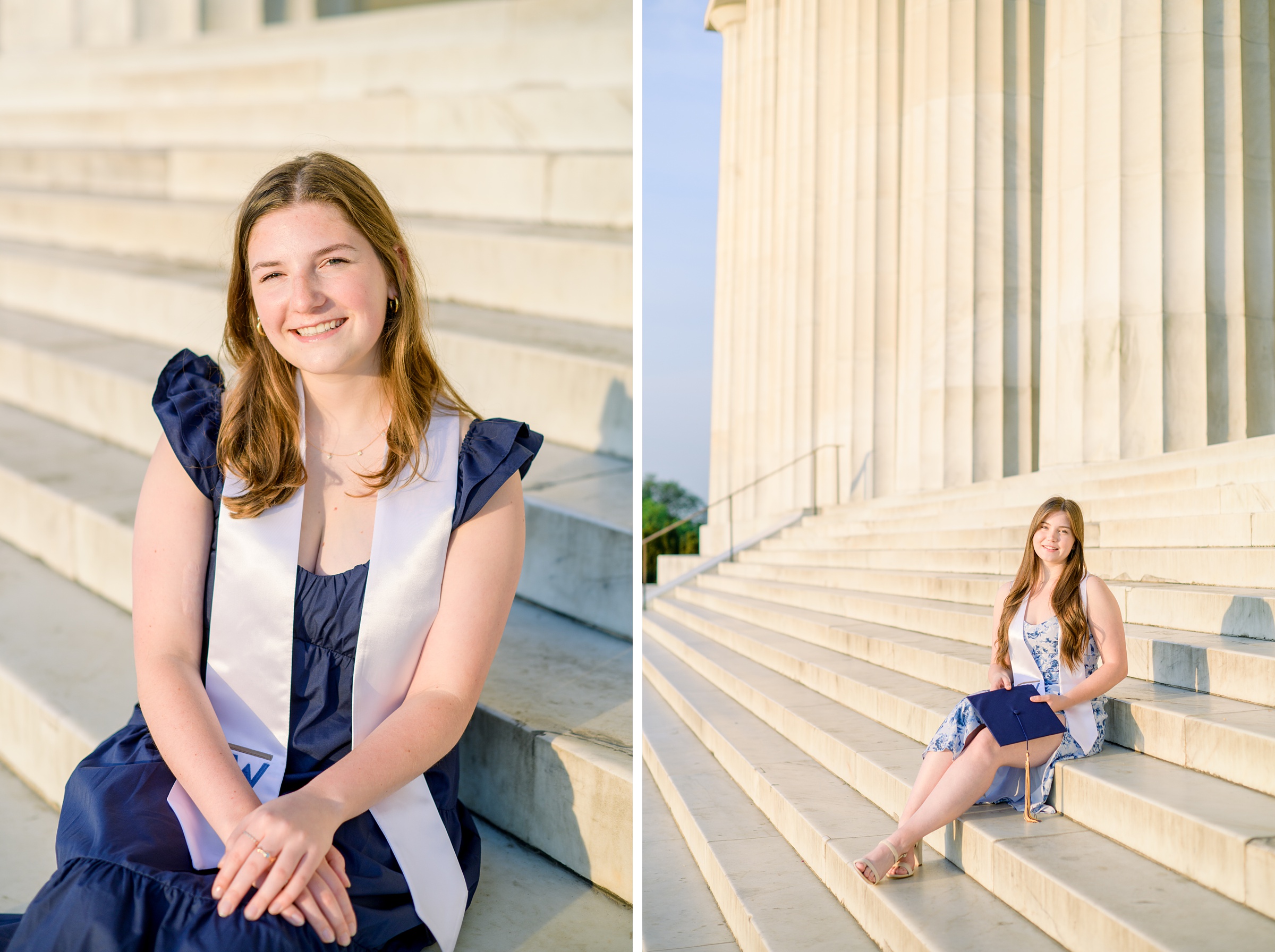 Lincoln Memorial Senior Photos in Washington DC for George Washington University Grads photographed by Baltimore Photographer Cait Kramer