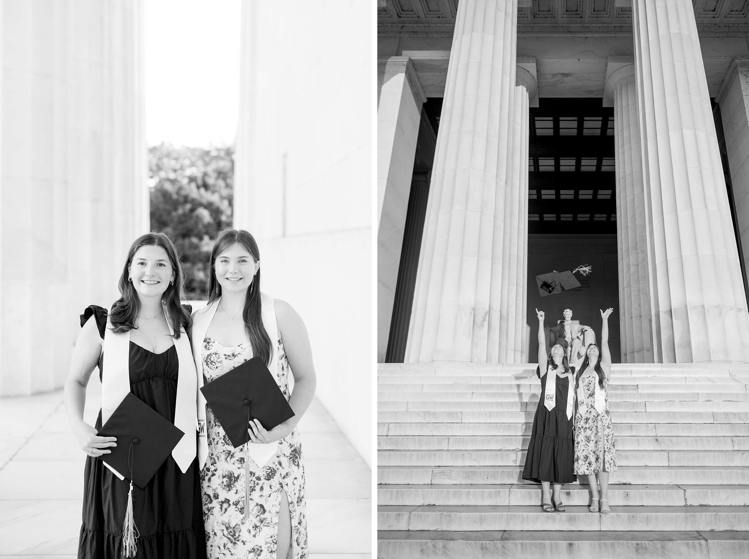 Lincoln Memorial Senior Photos in Washington DC for George Washington University Grads photographed by Baltimore Photographer Cait Kramer