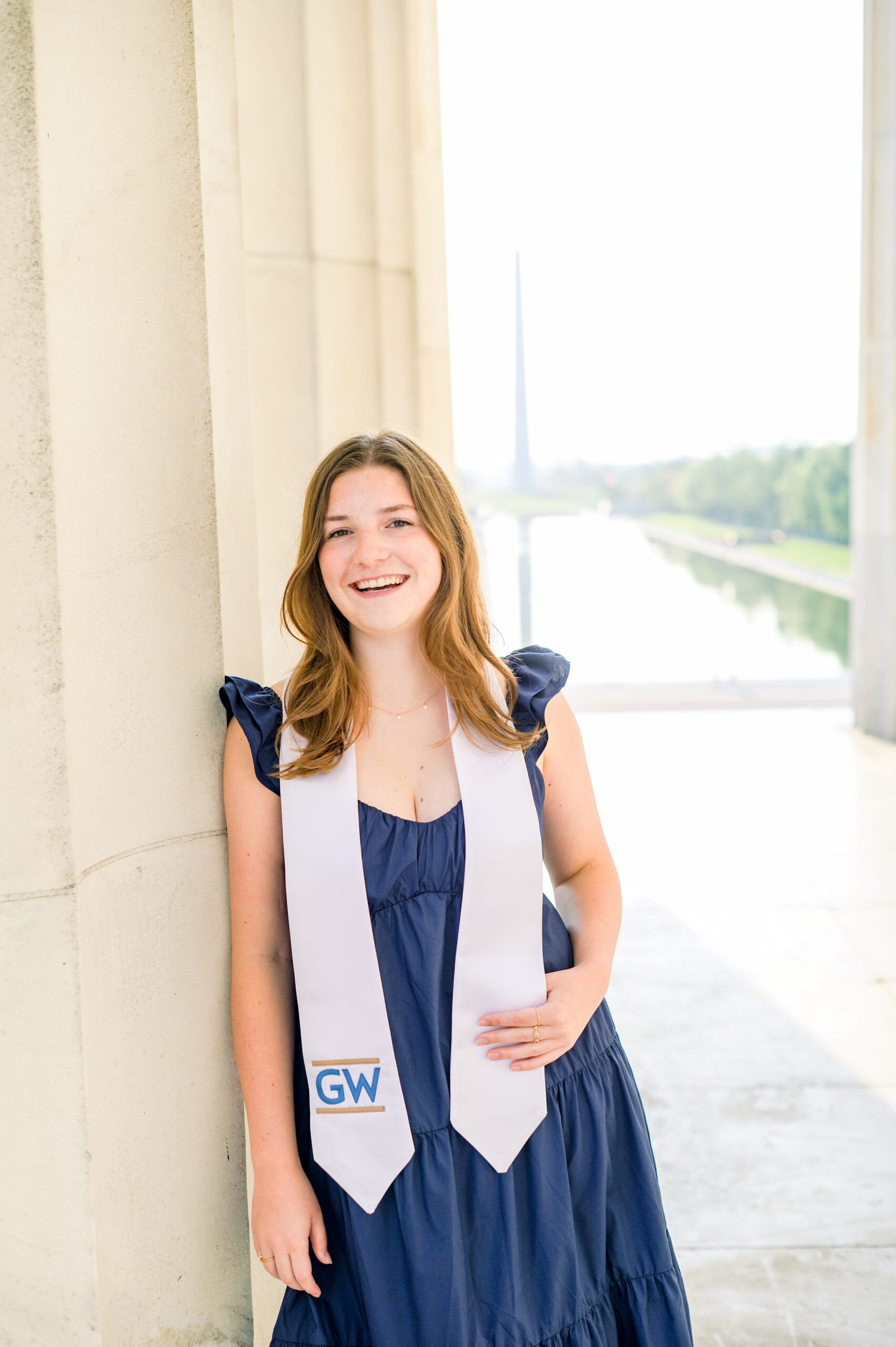 Lincoln Memorial Grad Portrait Session in Washington DC for George Washington University Seniors photographed by Baltimore Photographer Cait Kramer