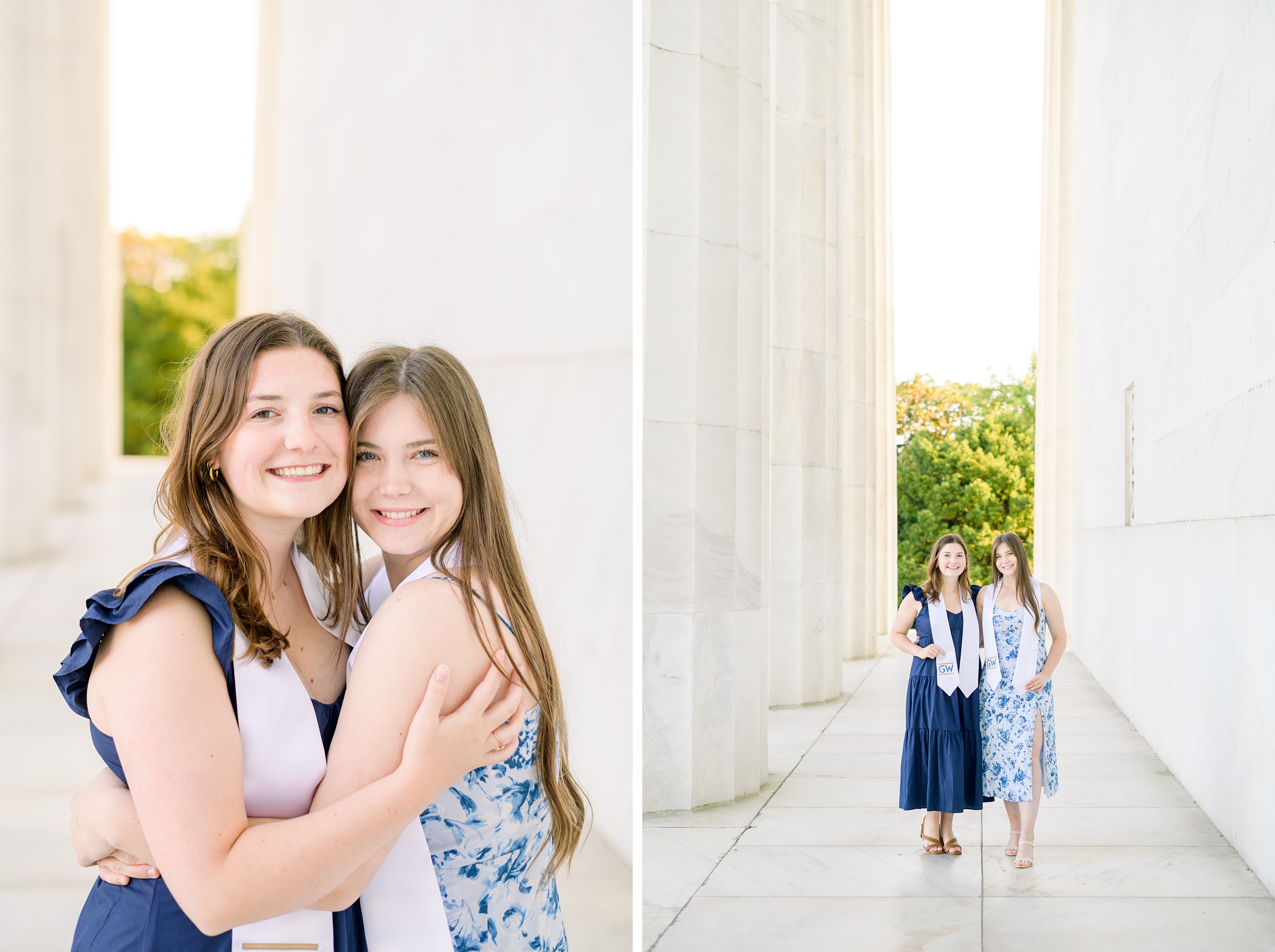 Lincoln Memorial Grad Portrait Session in Washington DC for George Washington University Seniors photographed by Baltimore Photographer Cait Kramer