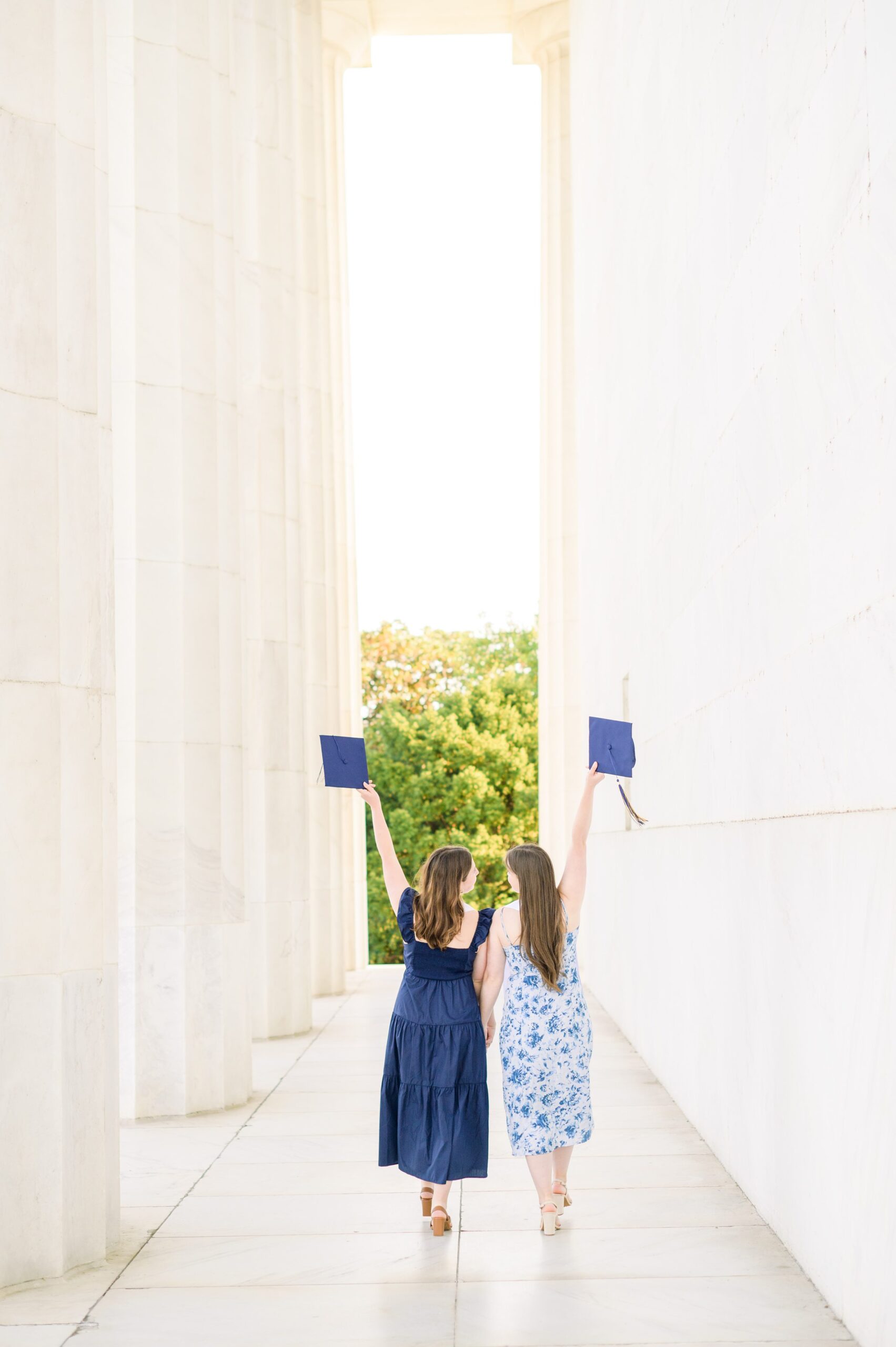 Lincoln Memorial Grad Portrait Session in Washington DC for George Washington University Seniors photographed by Baltimore Photographer Cait Kramer