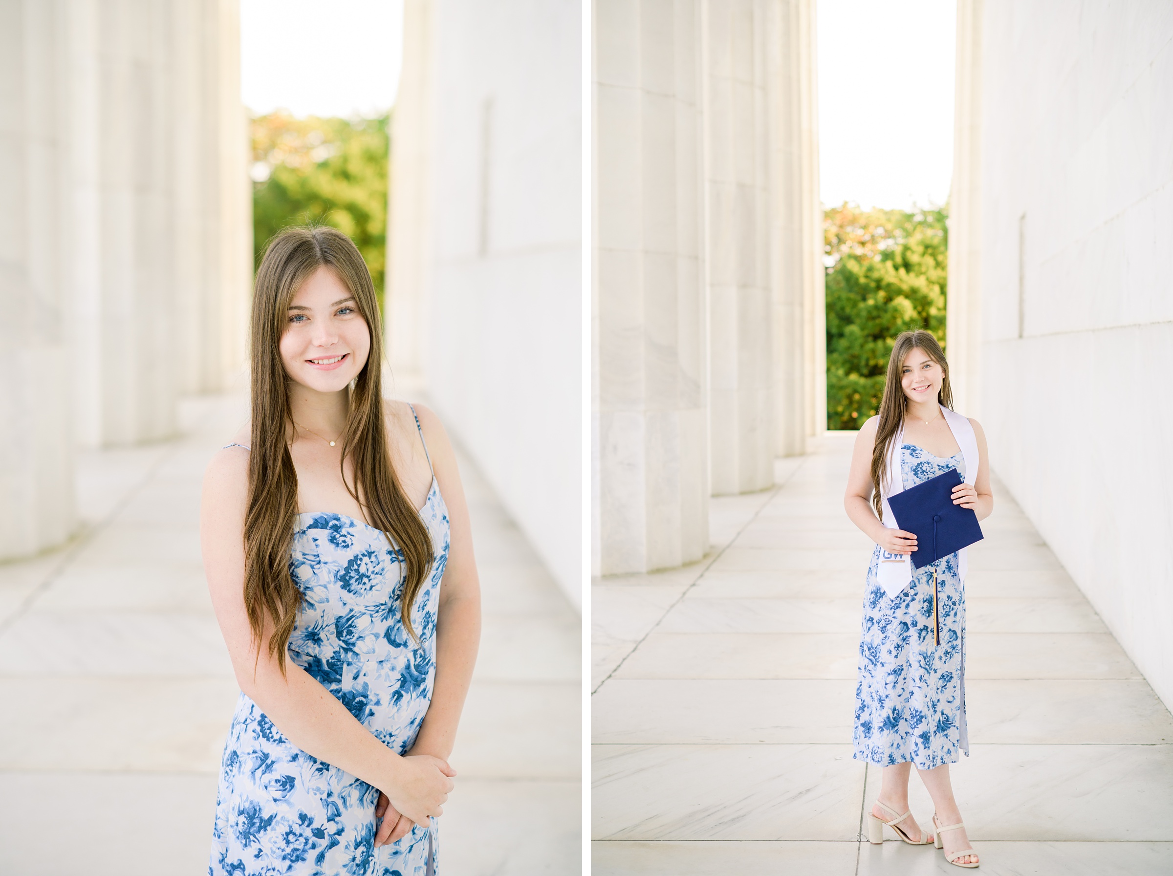 Lincoln Memorial Grad Portrait Session in Washington DC for George Washington University Seniors photographed by Baltimore Photographer Cait Kramer