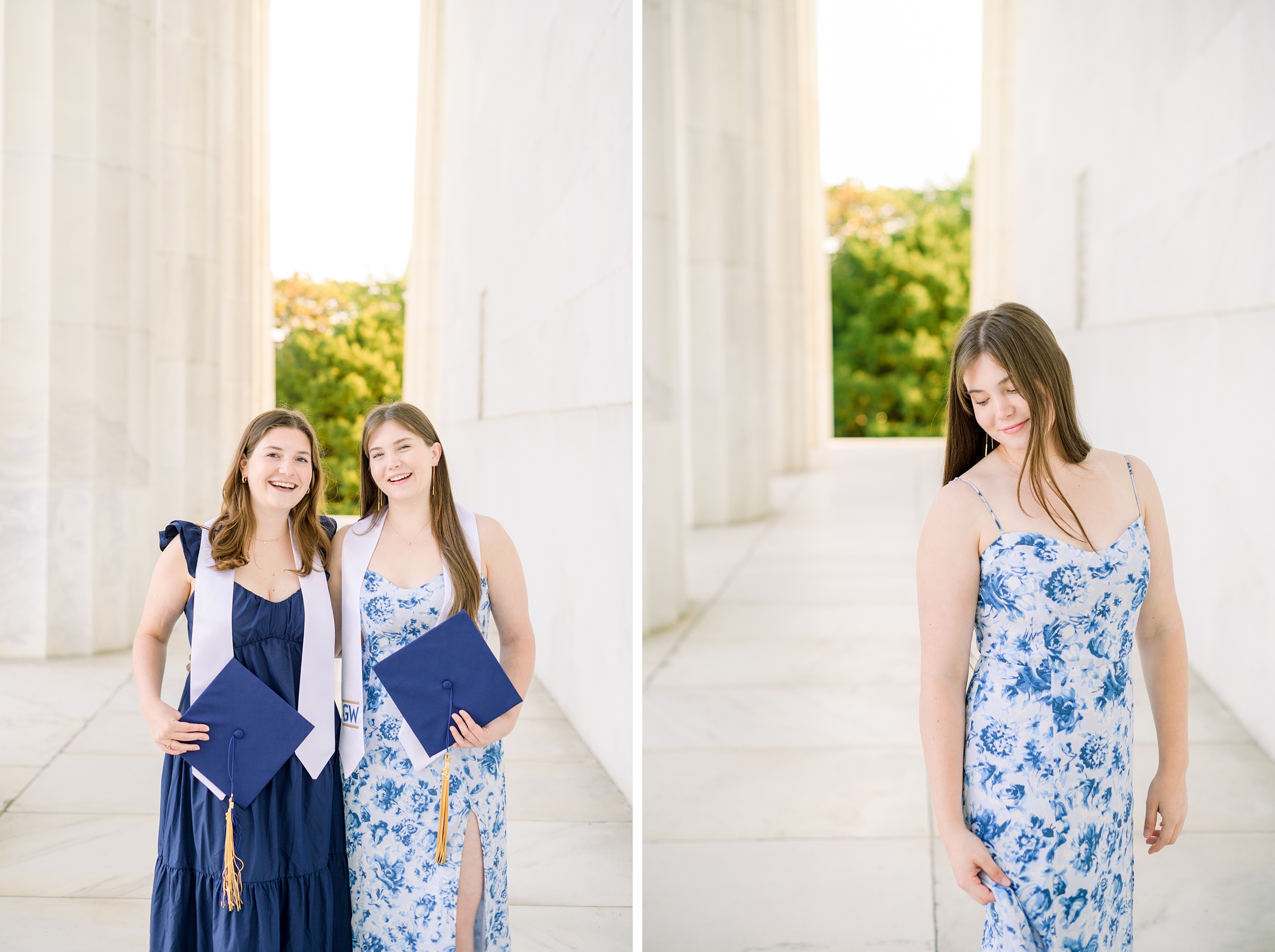 Lincoln Memorial Grad Portrait Session in Washington DC for George Washington University Seniors photographed by Baltimore Photographer Cait Kramer