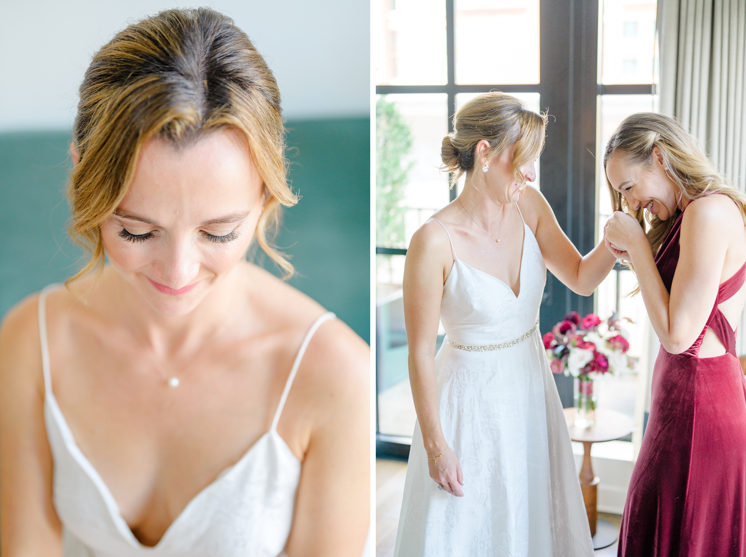 Burgundy fall District Winery wedding day in Washington, DC photographed by Baltimore Wedding Photographer Cait Kramer Photography