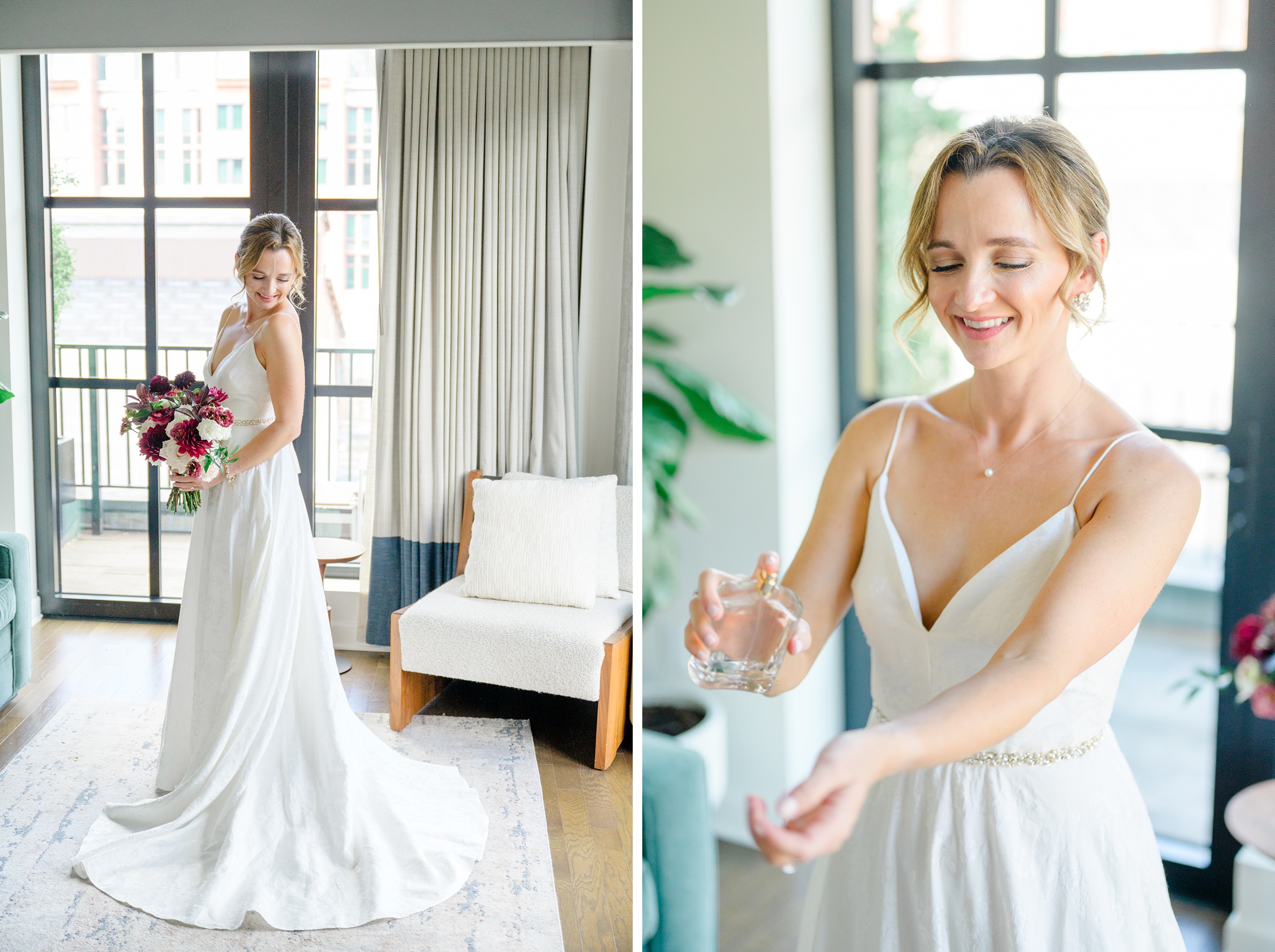 Burgundy fall District Winery wedding day in Washington, DC photographed by Baltimore Wedding Photographer Cait Kramer Photography