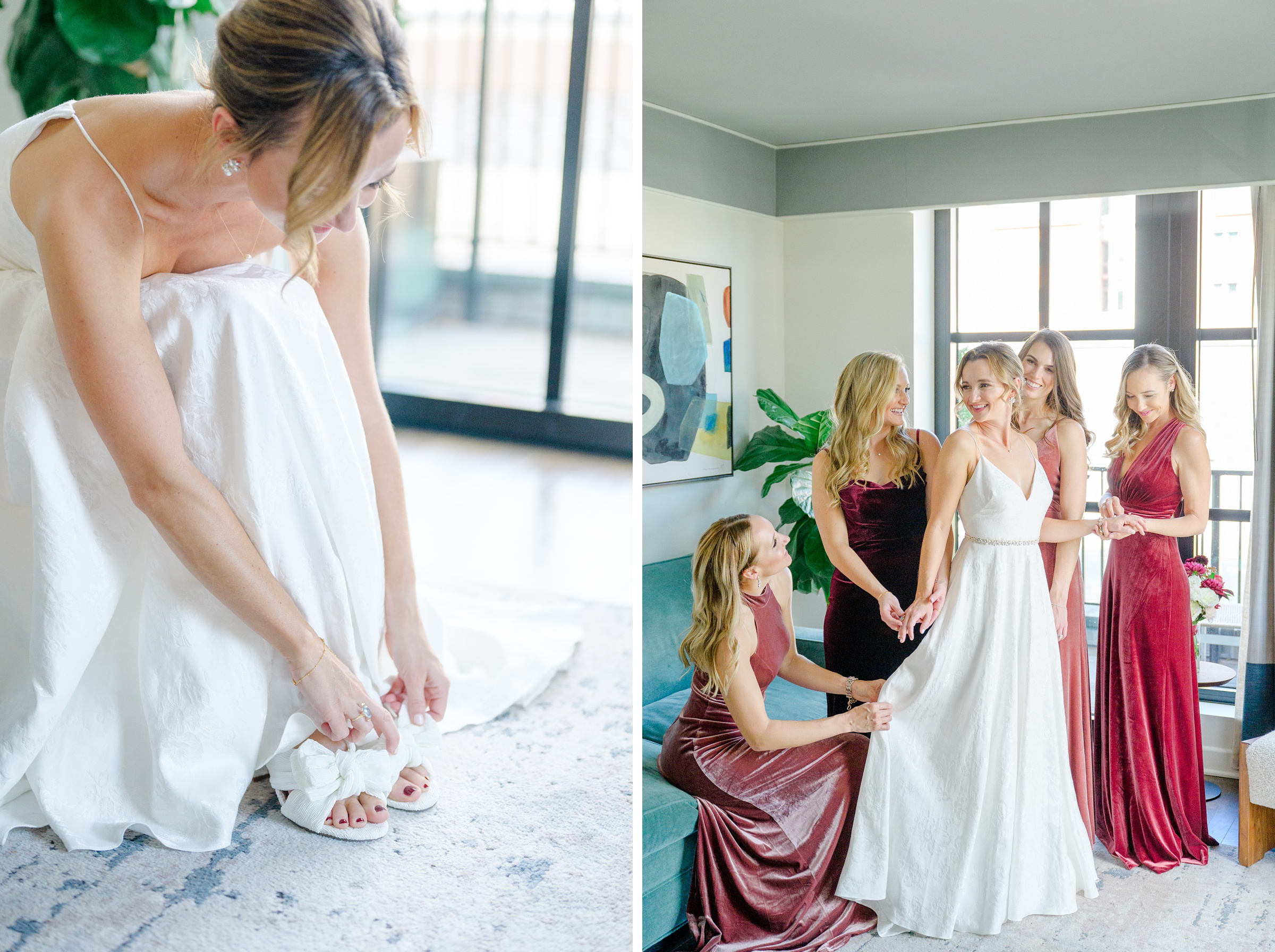 Burgundy fall District Winery wedding day in Washington, DC photographed by Baltimore Wedding Photographer Cait Kramer Photography