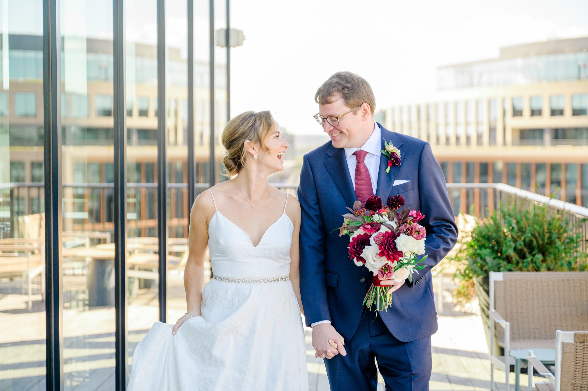 Burgundy fall District Winery wedding day in Washington, DC photographed by Baltimore Wedding Photographer Cait Kramer Photography