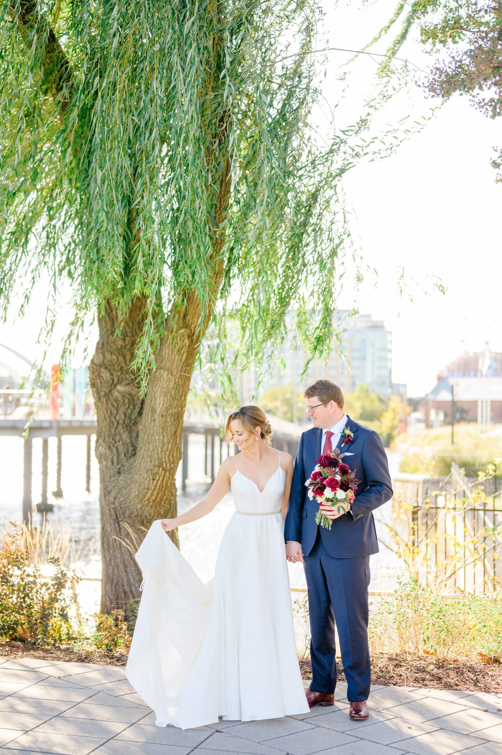 Burgundy fall District Winery wedding day in Washington, DC photographed by Baltimore Wedding Photographer Cait Kramer Photography