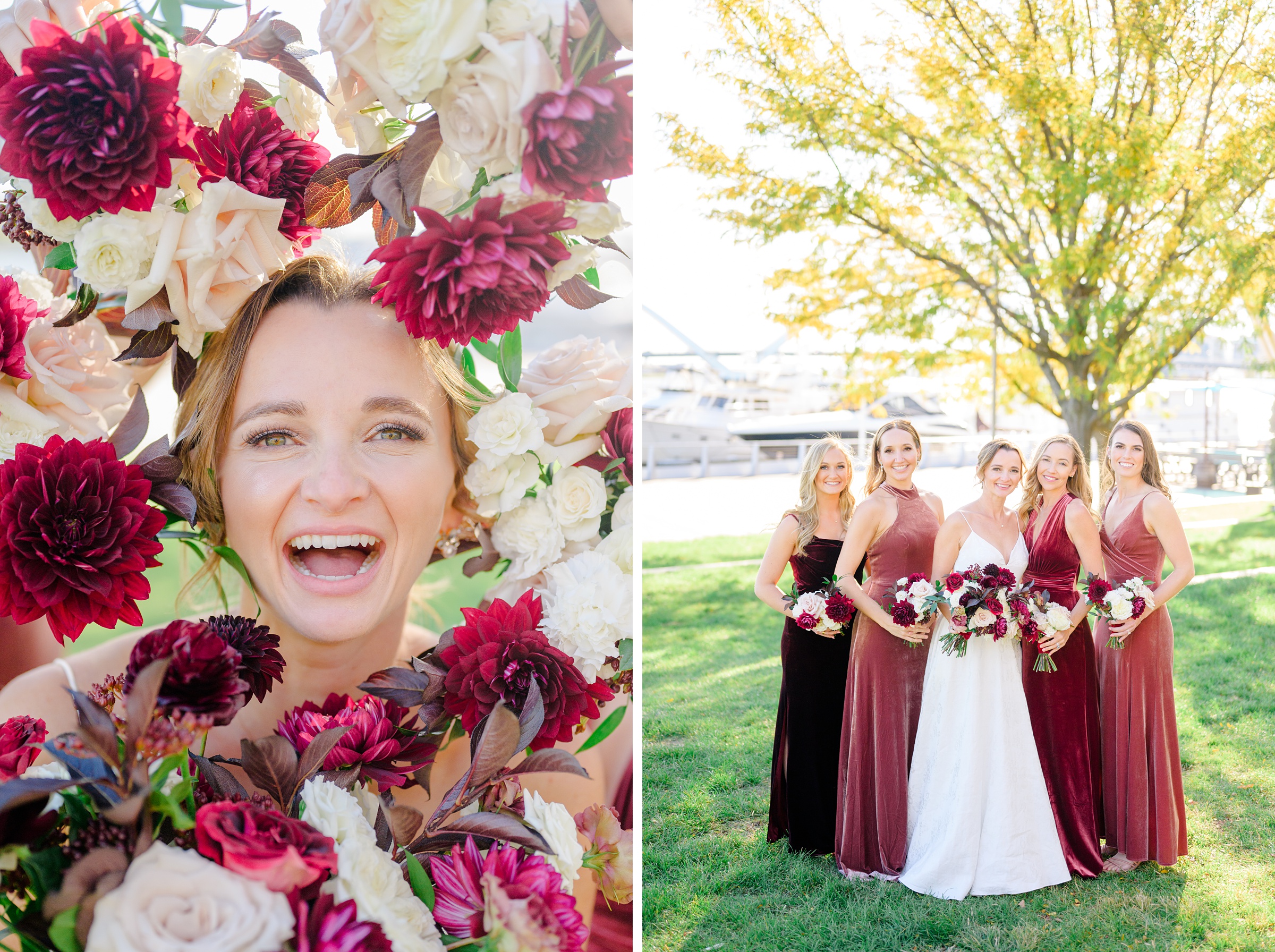 Burgundy fall District Winery wedding day in Washington, DC photographed by Baltimore Wedding Photographer Cait Kramer Photography