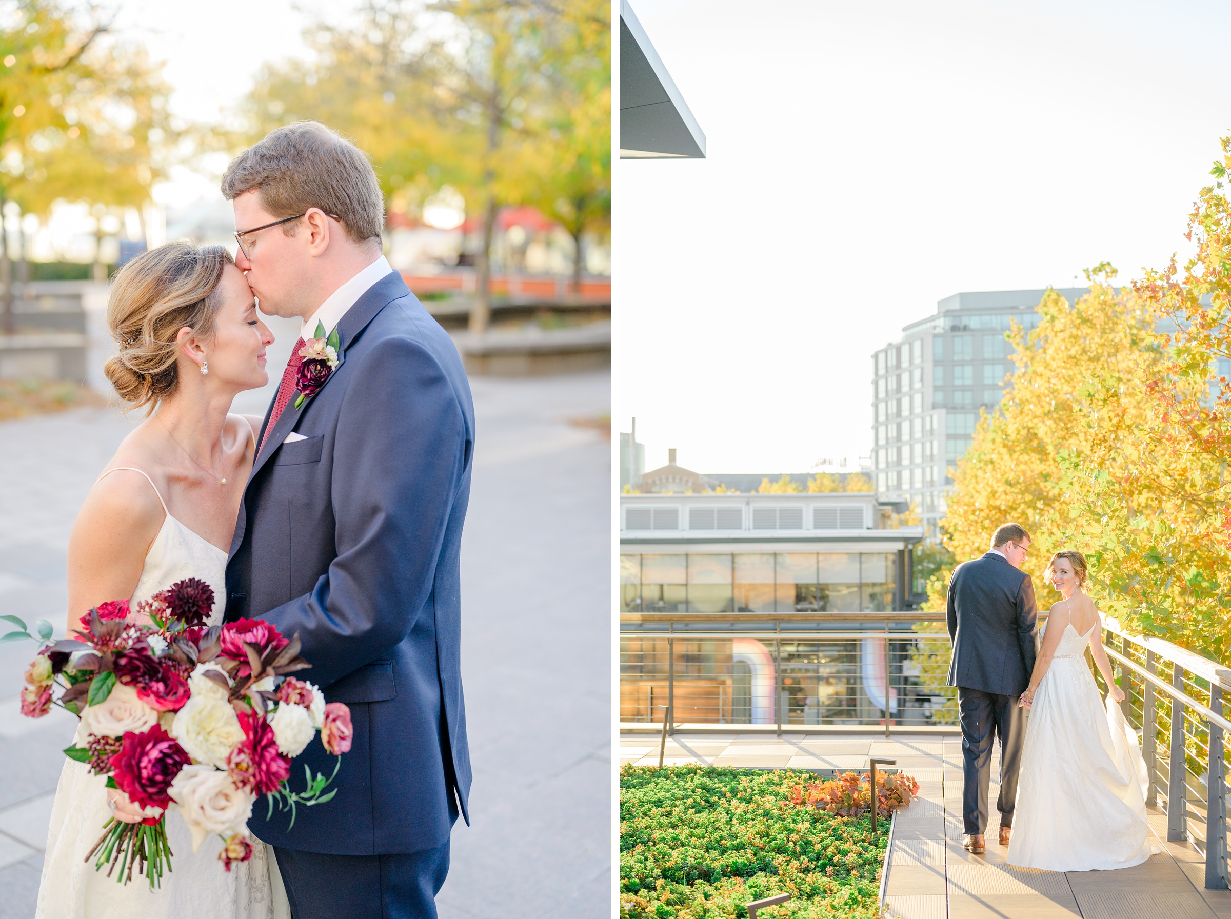 Burgundy fall District Winery wedding day in Washington, DC photographed by Baltimore Wedding Photographer Cait Kramer Photography